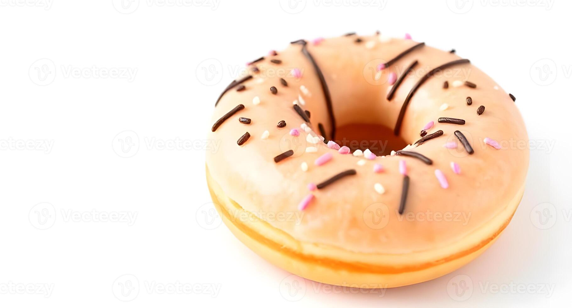 A donut with sprinkles on top is shown photo