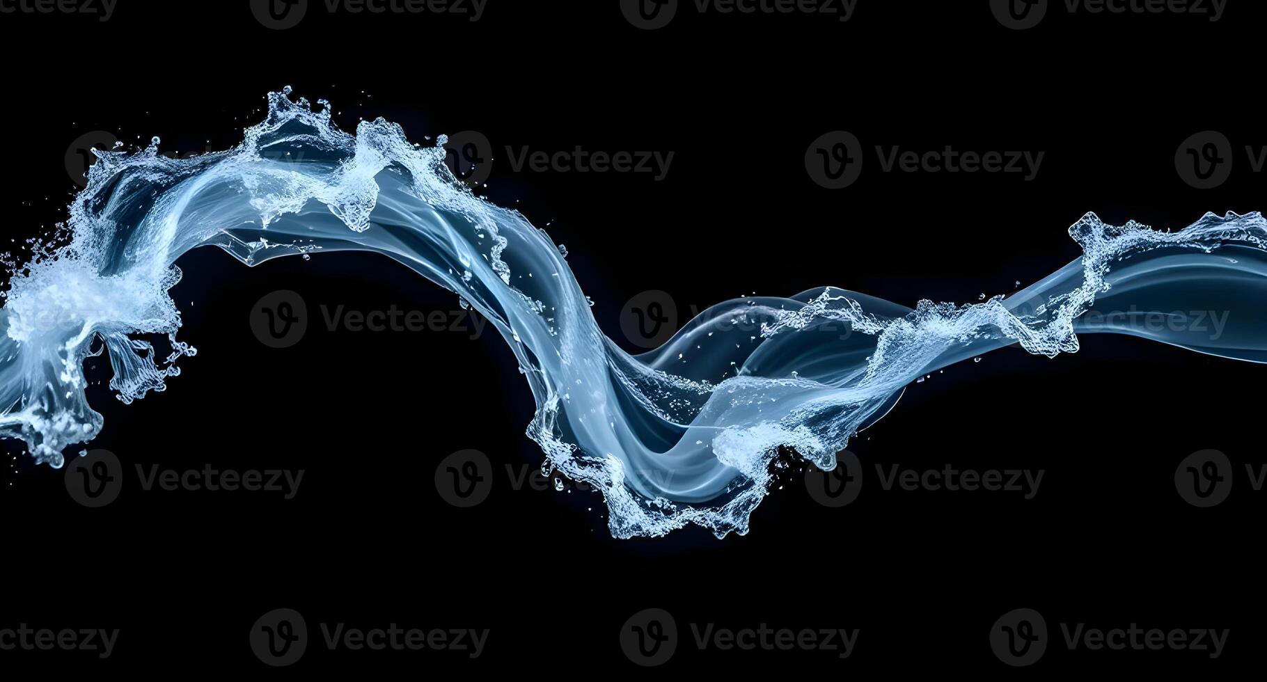 Blue water splash on black background photo