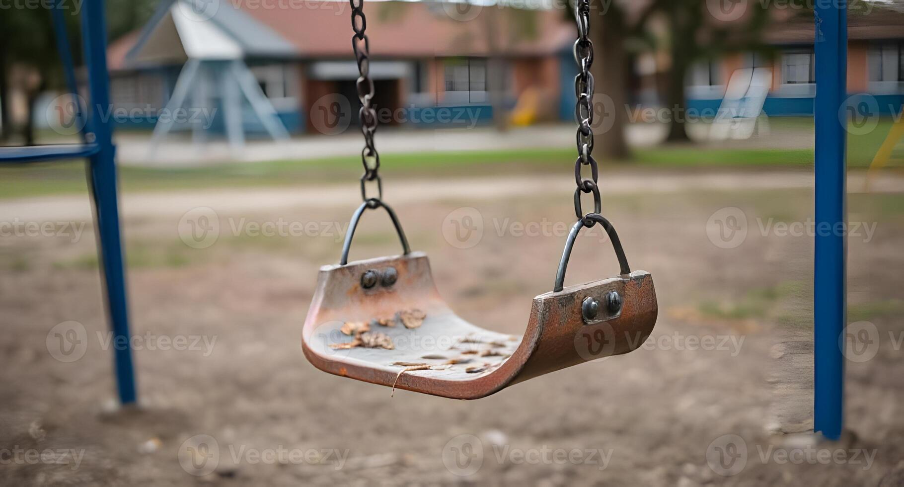 A swing is shown in a playground photo