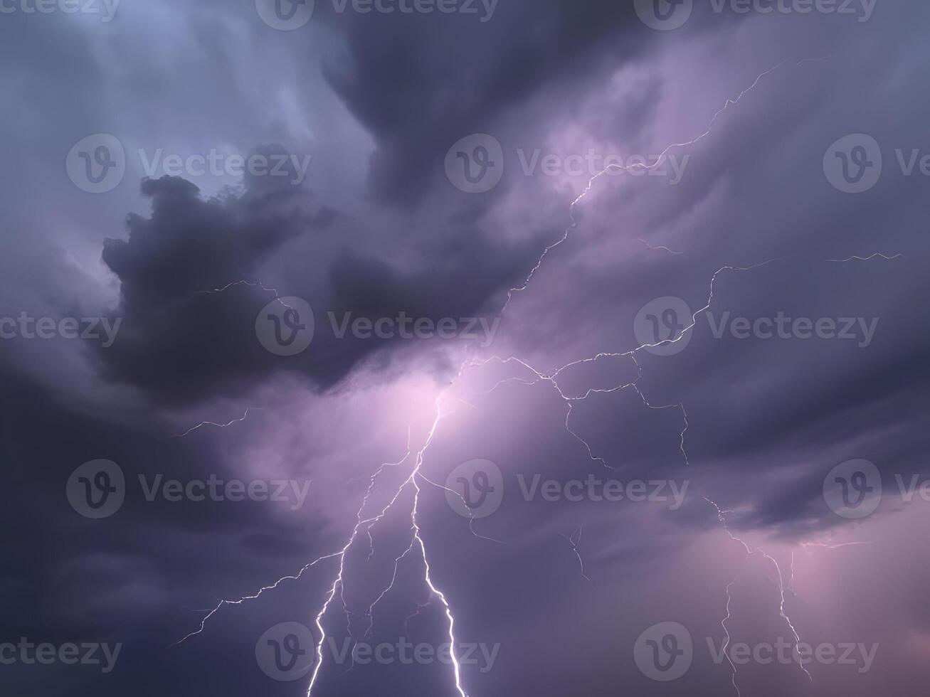 Lightning storm over the ocean photo