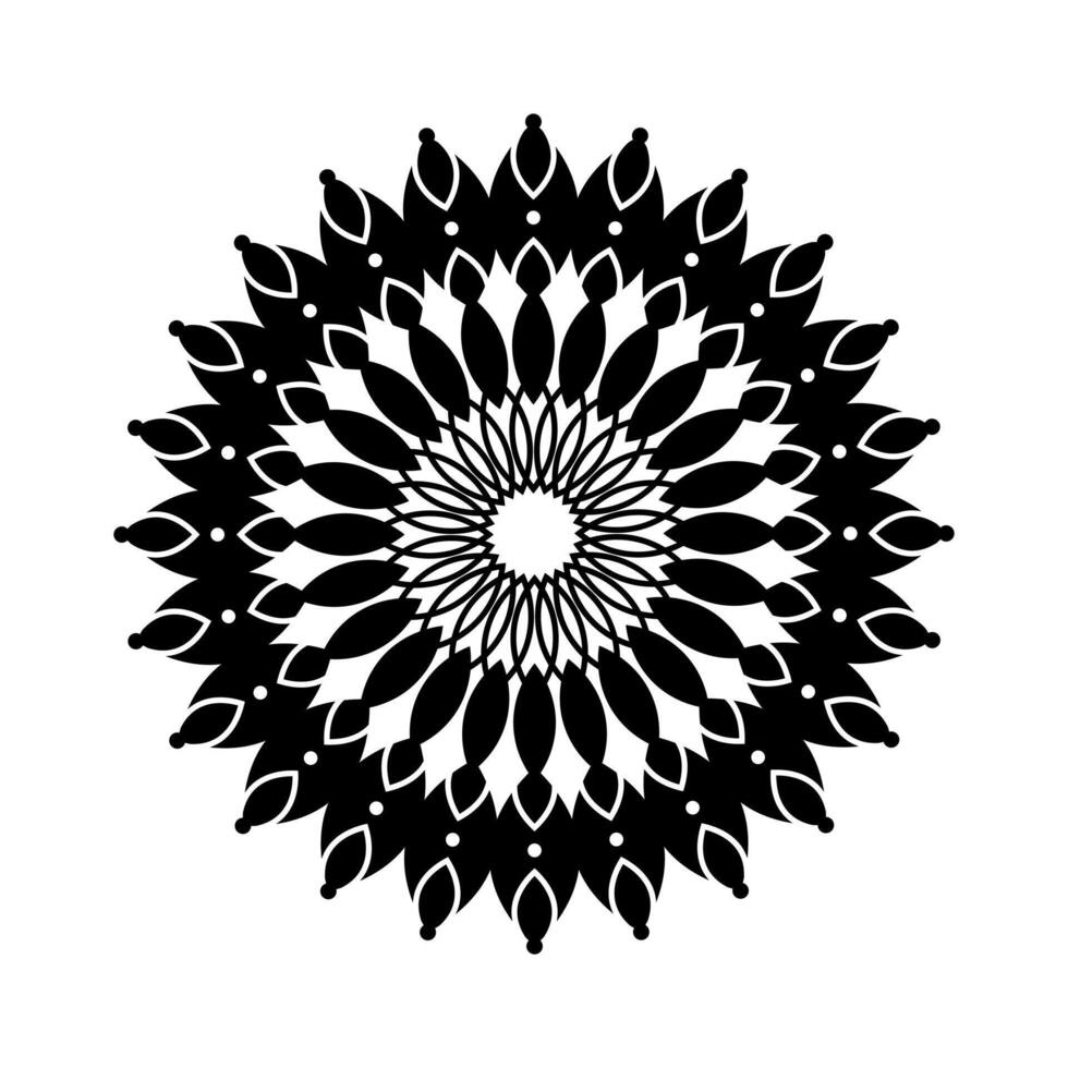 Floral black mandala on white background vector