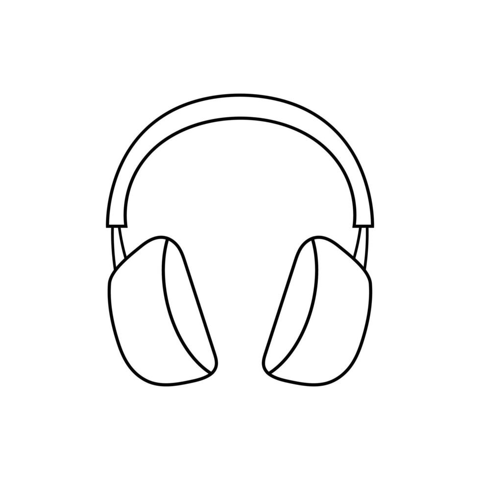 Hand drawn outline illustration of headphone. Headset line art isolated on white background vector