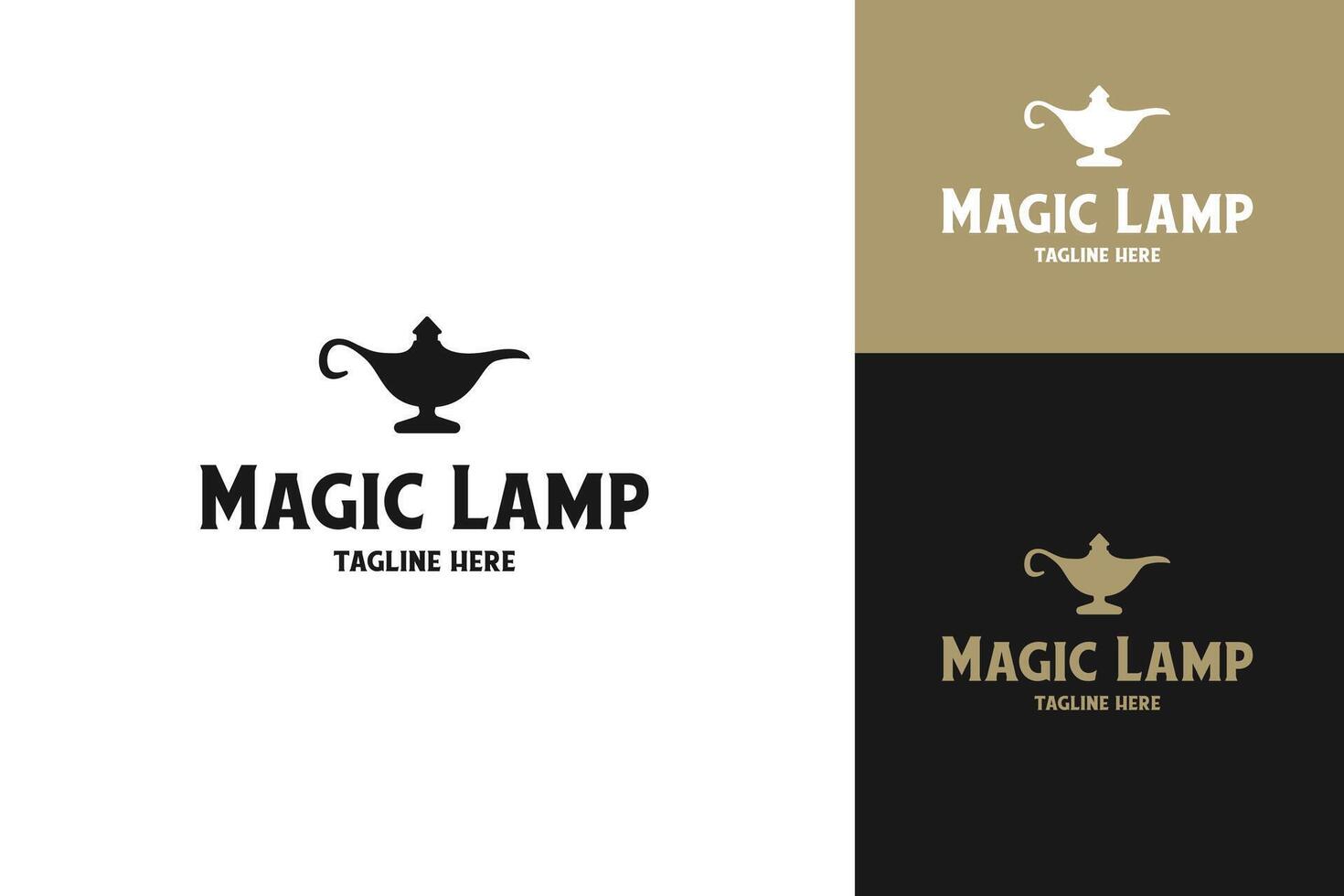 Vintage magic lamp logo design template illustration vector