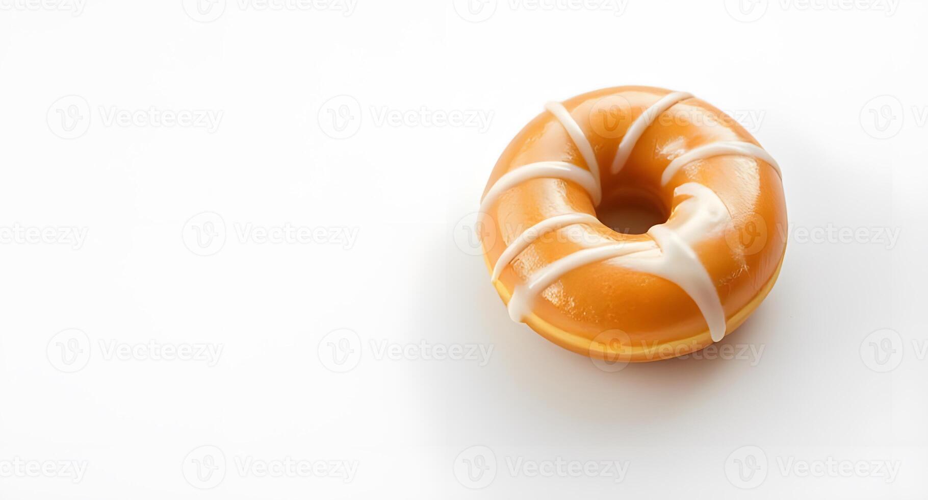 A donut with icing on top on a white background photo