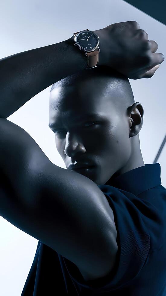 A man is posing with his wrist up photo