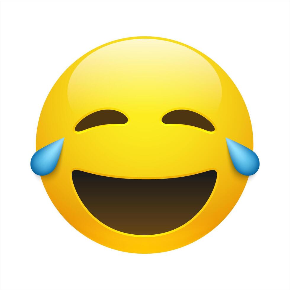 yellow smiling emoticon with closed eyes vector