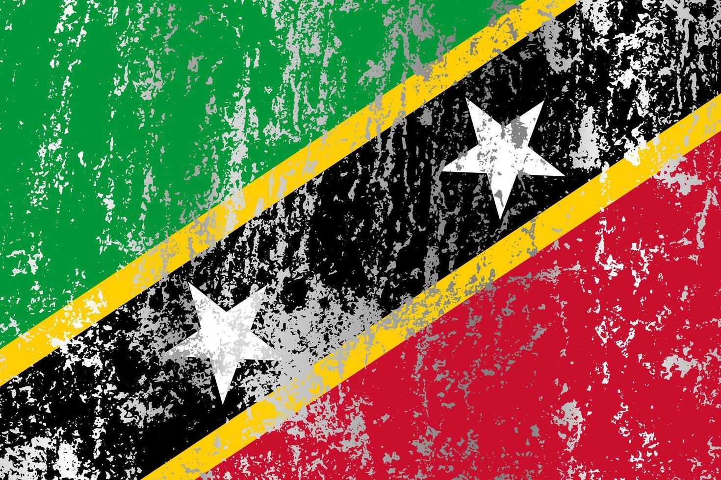 Saint Kitts and Nevis flag with grunge effect. vector