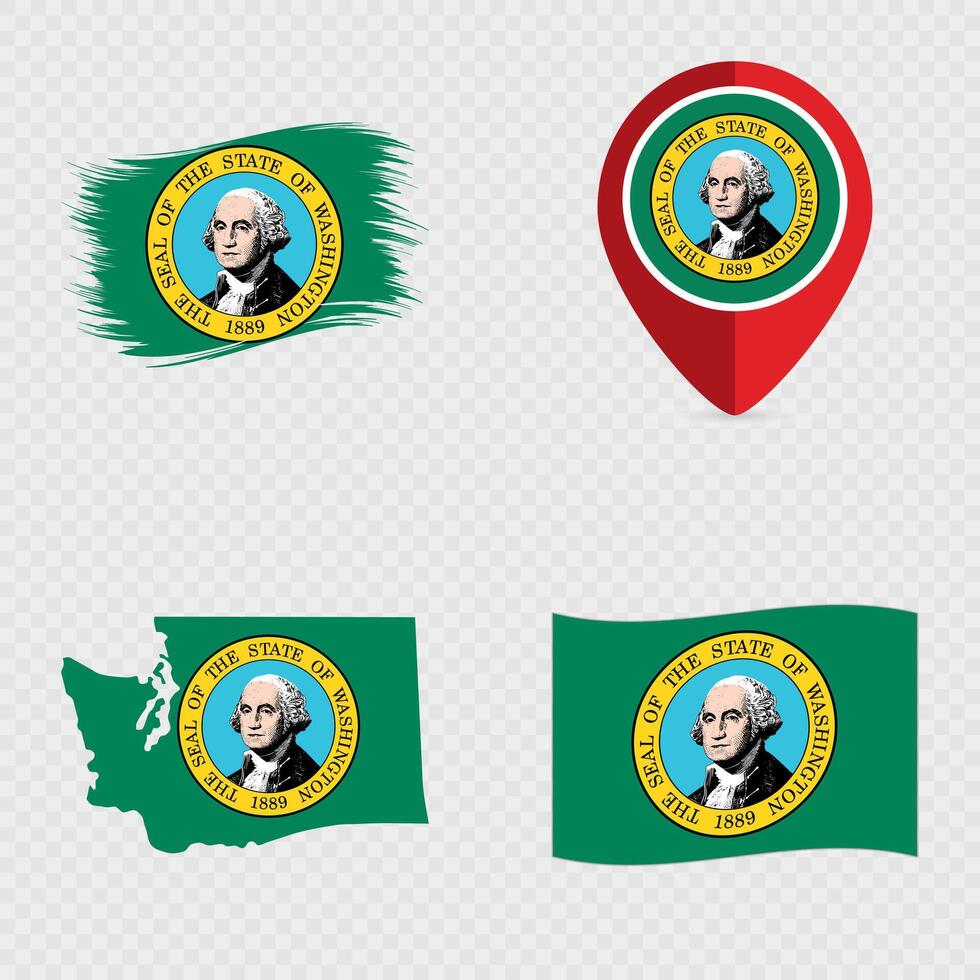 Washington State Flag Icon Set. vector