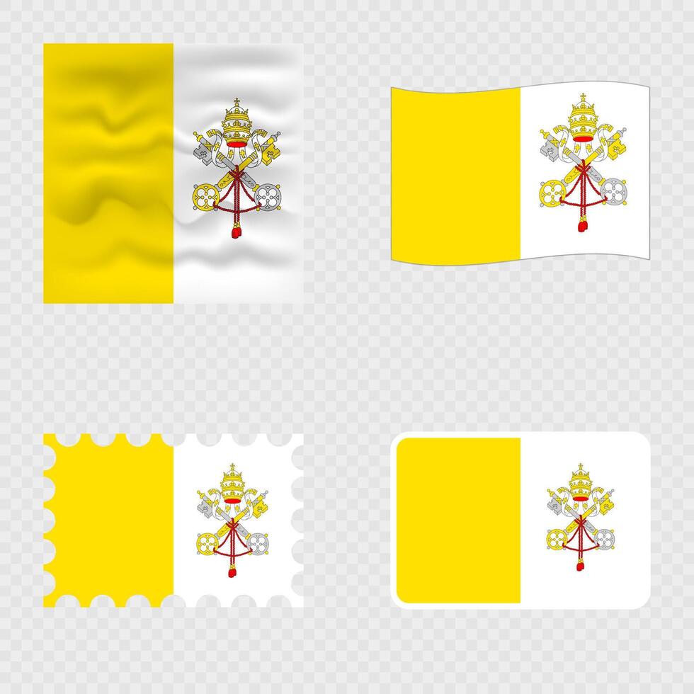 Vatican City national flag in four different styles. vector