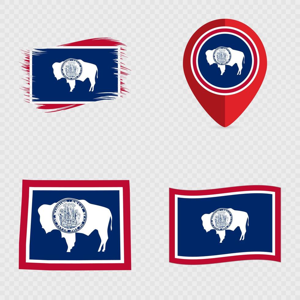 Wyoming State Flag Icon Set. vector