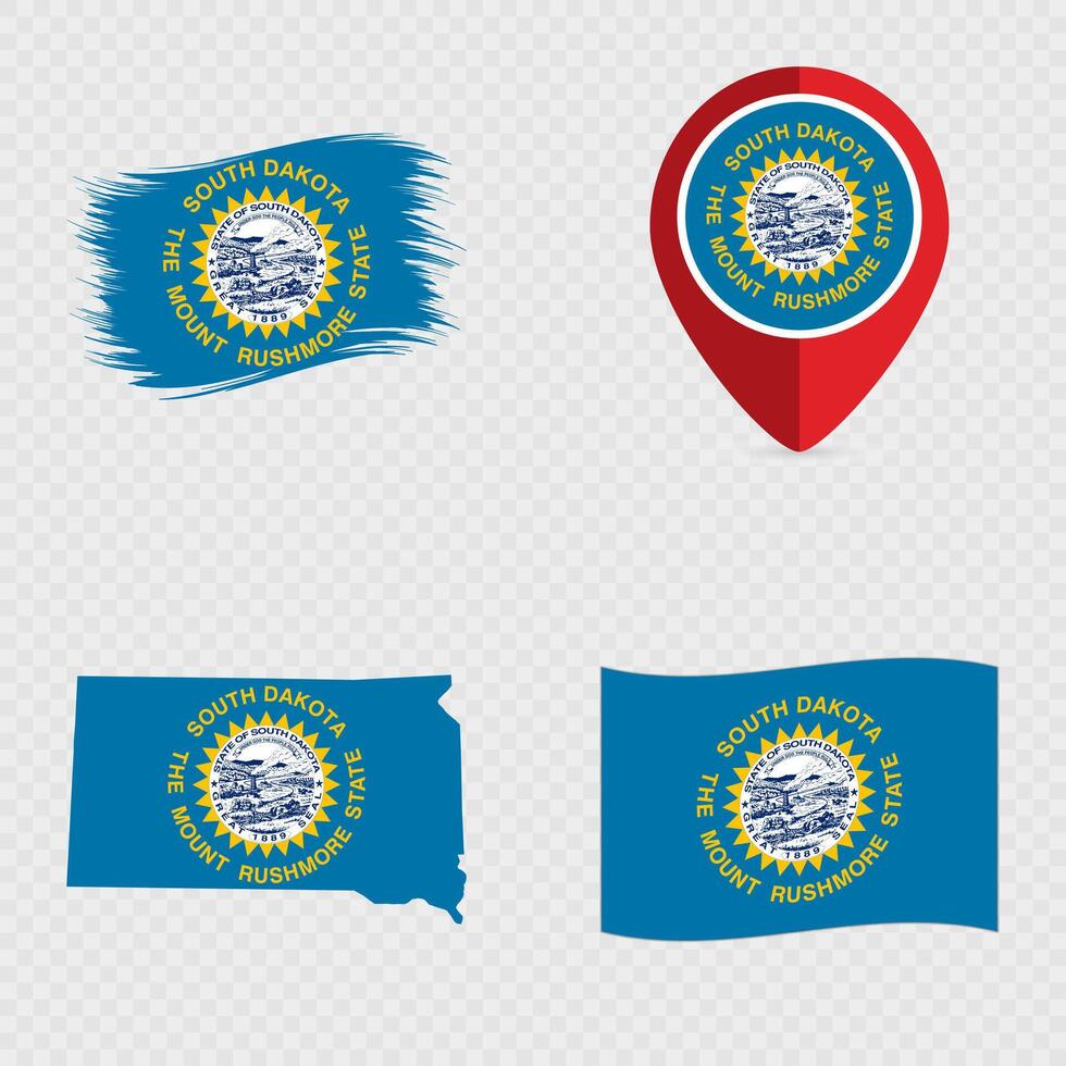 South Dakota State Flag Icon Set. vector