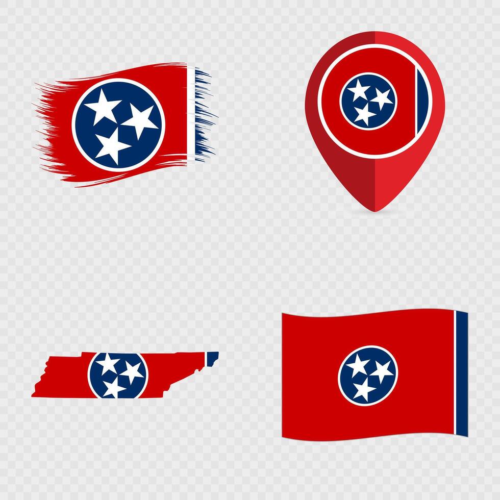 Tennessee State Flag Icon Set. vector
