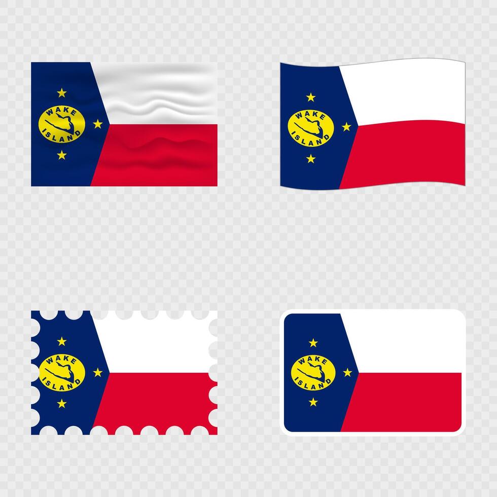 Wake Island national flag in four different styles. vector