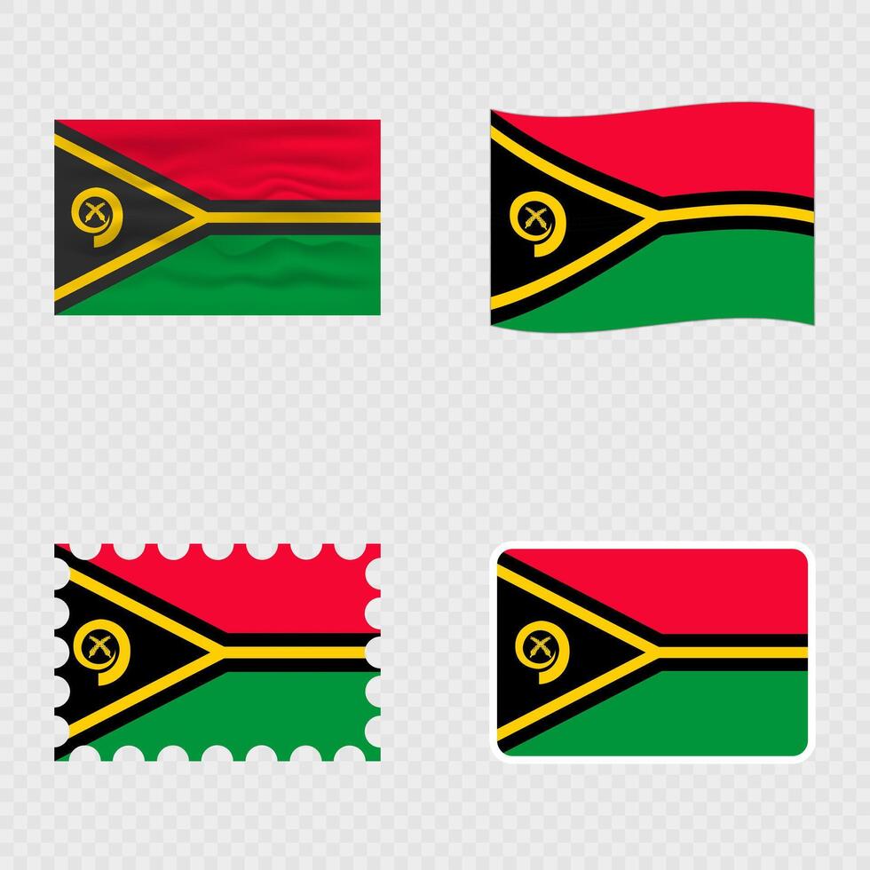 Vanuatu national flag in four different styles. vector