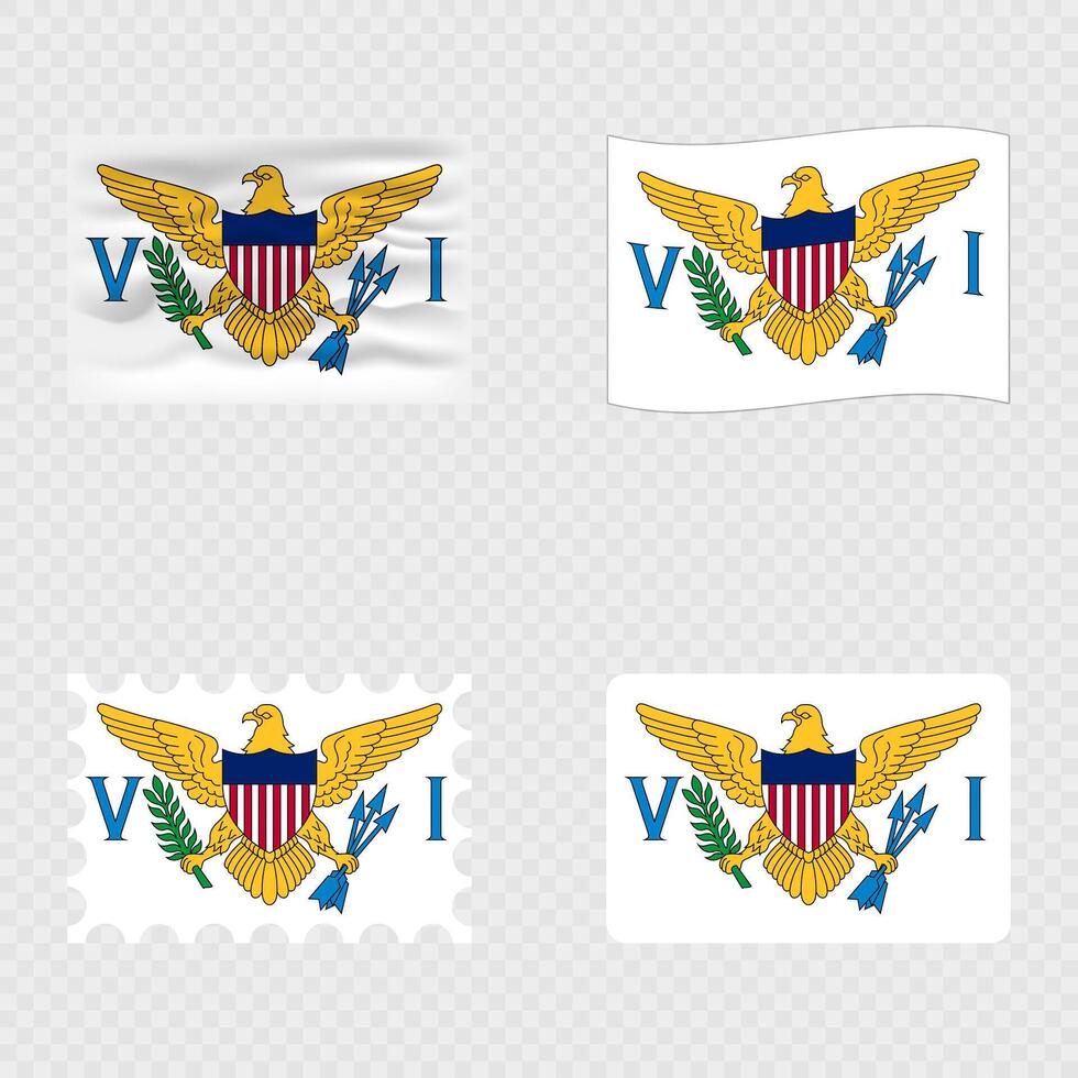 Virgin Islands national flag in four different styles. vector
