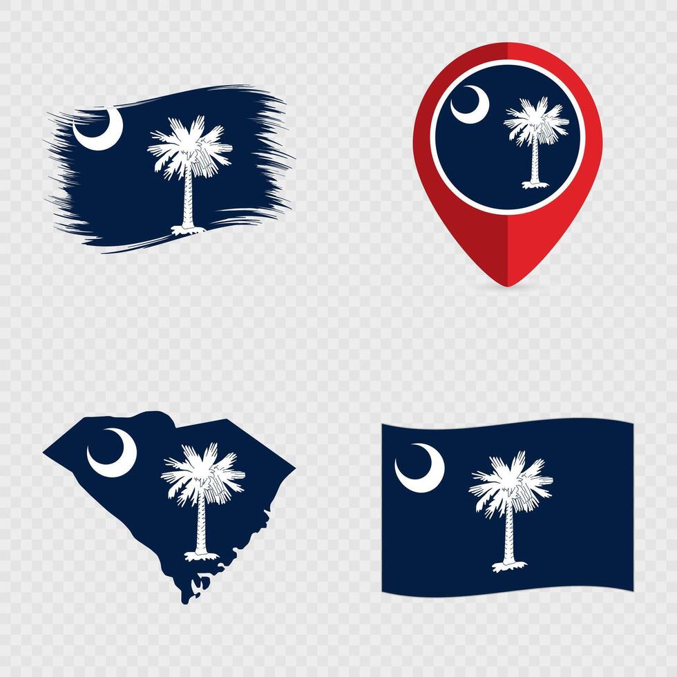 South Carolina State Flag Icon Set. vector