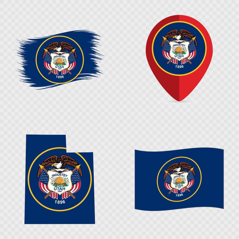 Utah State Flag Icon Set. vector