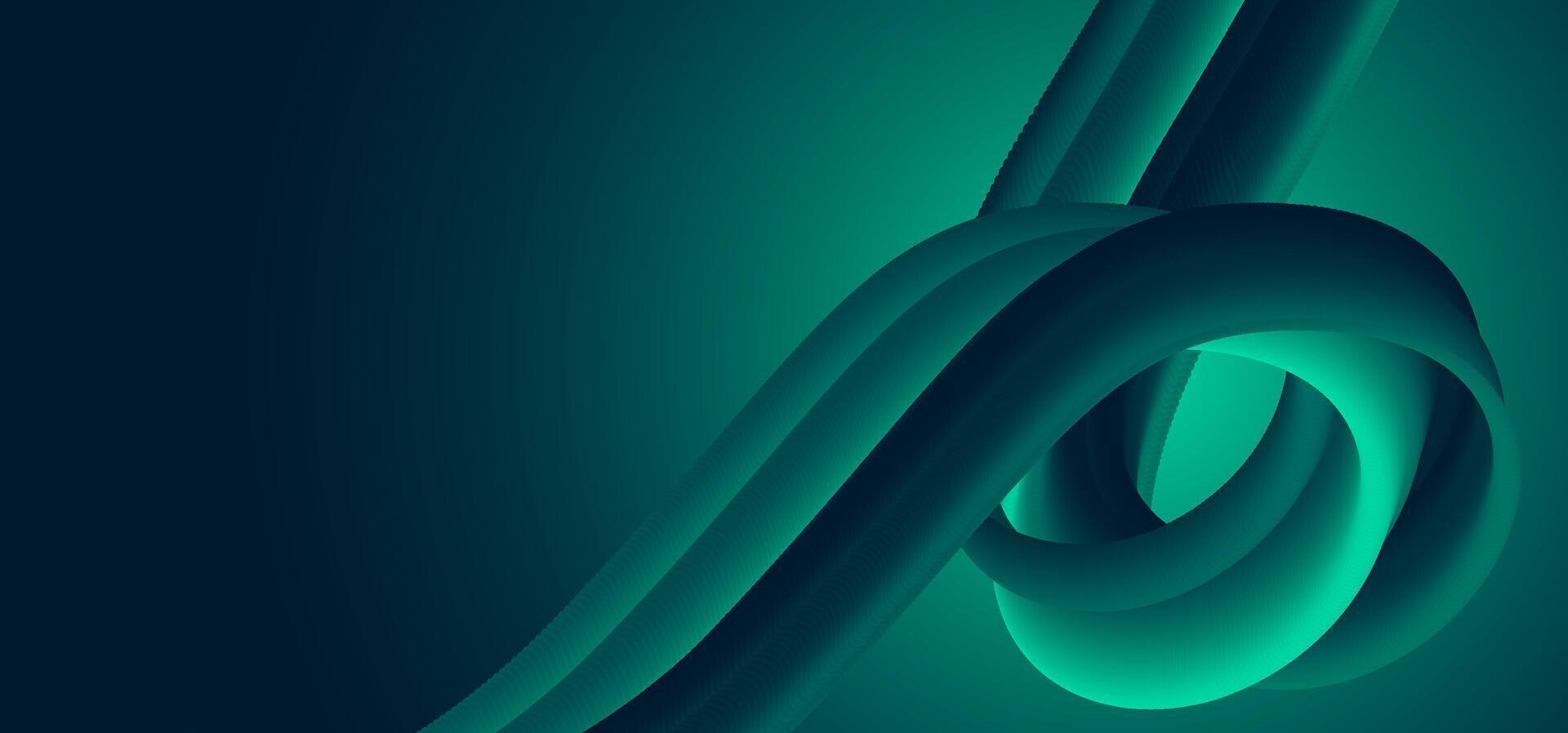 Minimalist 3D rings in green-teal gradients forming an abstract loop structure. Stylish design ideal for presentations, web backgrounds, or future-focused content vector