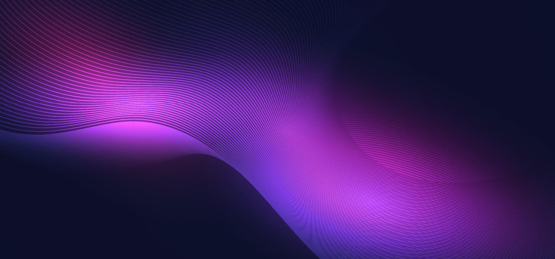 Smooth wavy abstract lines over a dark background in purple hues. Ideal for tech branding, website headers, and futuristic infographics. Inspired by digital fluidity and minimal motion vector