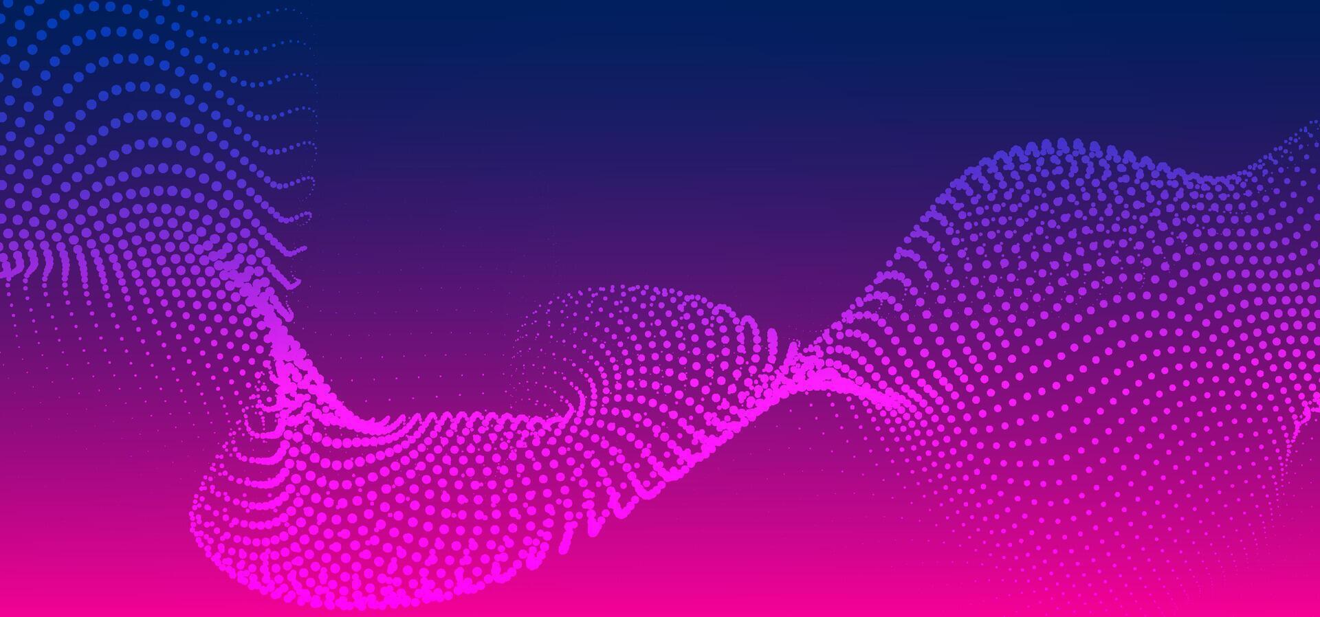 Creative digital background with flowing pink-purple curved lines on a dark blue backdrop. Ideal for technology branding, websites, or futuristic visual content vector