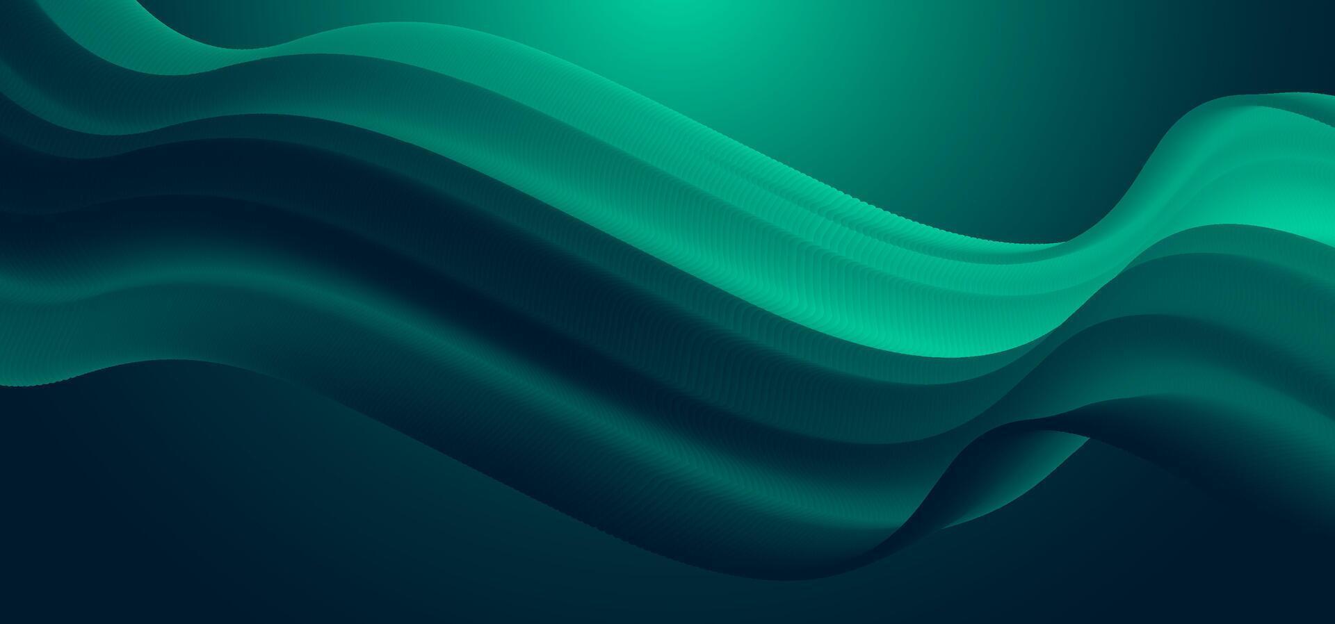 Modern abstract wavy background in green and deep teal tones. Ideal for creative technology projects, website banners, and digital UXUI templates. Seamless, energetic, and visually striking design vector