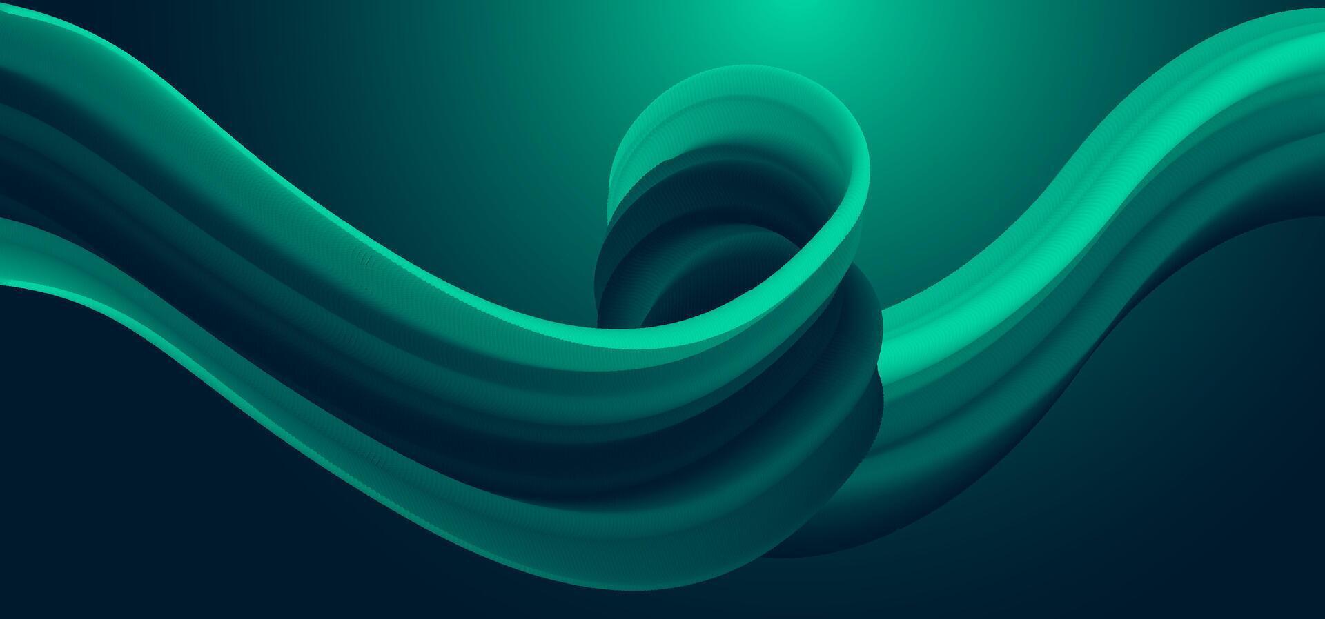 Minimalist abstract composition with teal-blue gradients and wave-like fluid structures. Suitable for digital transformation, network visualization, and technology-oriented marketing content vector
