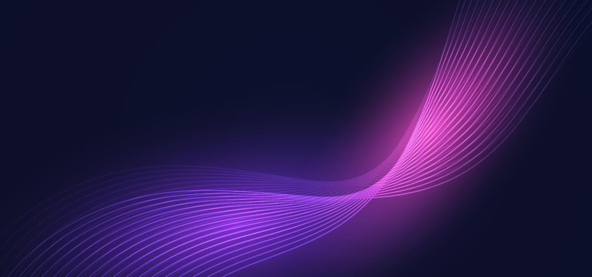 Creative tech background with flowing neon lines forming a wave-like structure. Designed with pink and violet hues on dark canvas for a modern digital look vector
