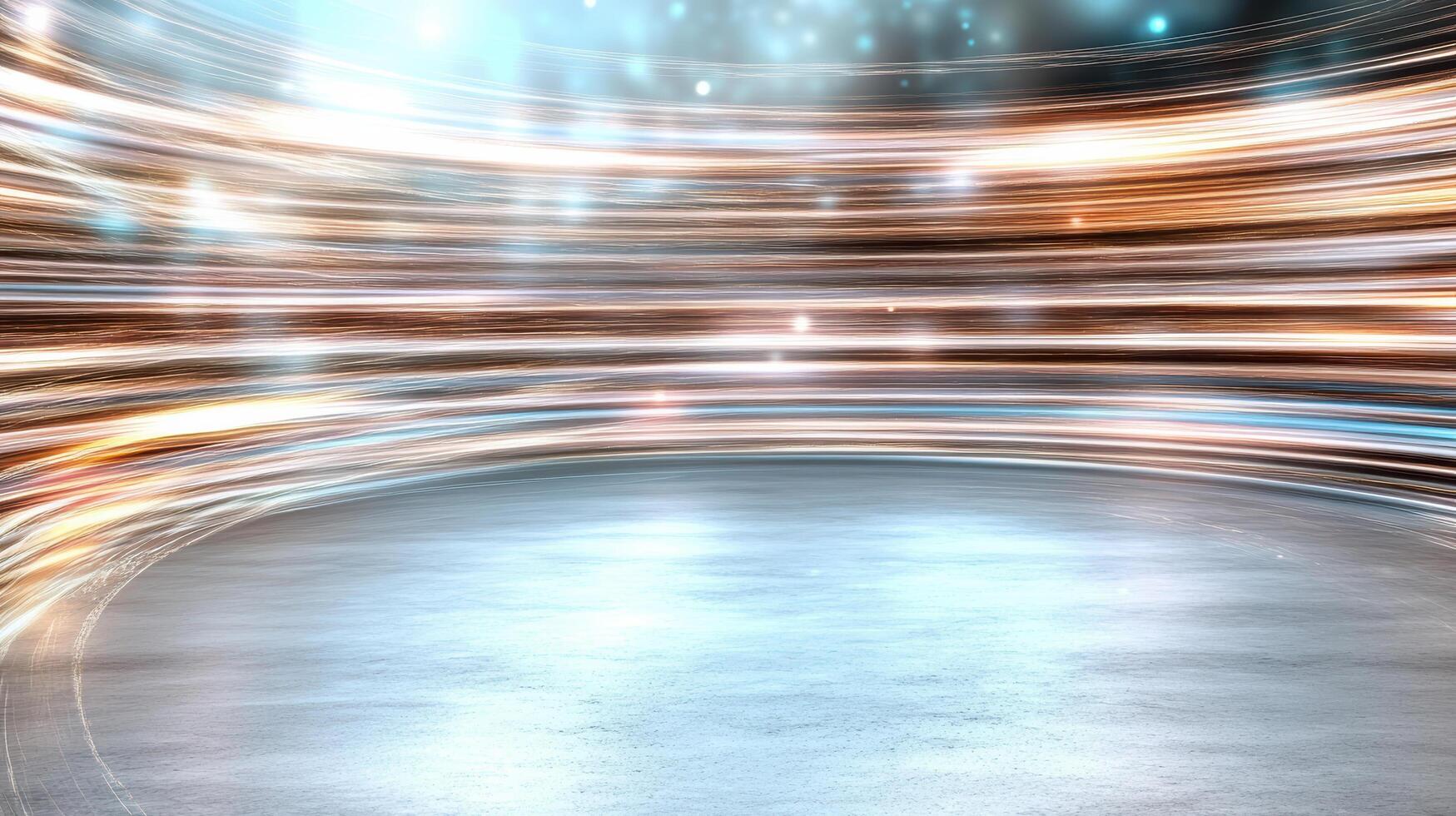 An empty room with lights and a circular light photo