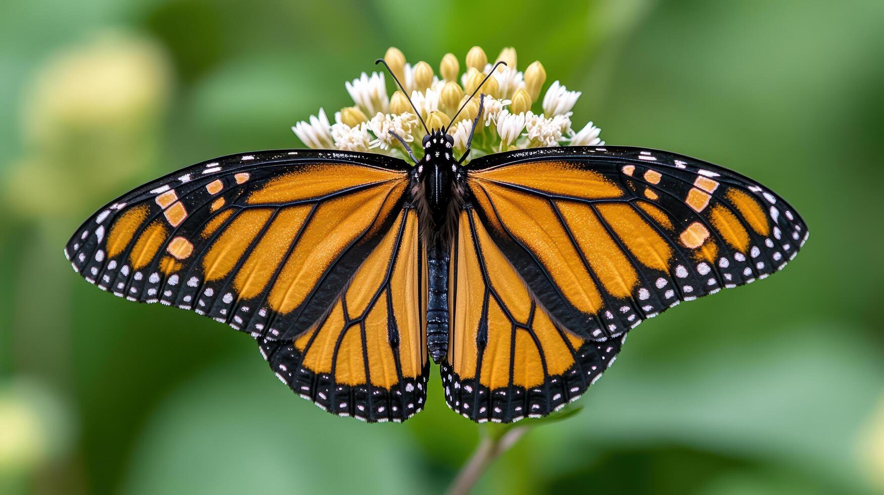 A monarch butterfly is perched on a flower photo