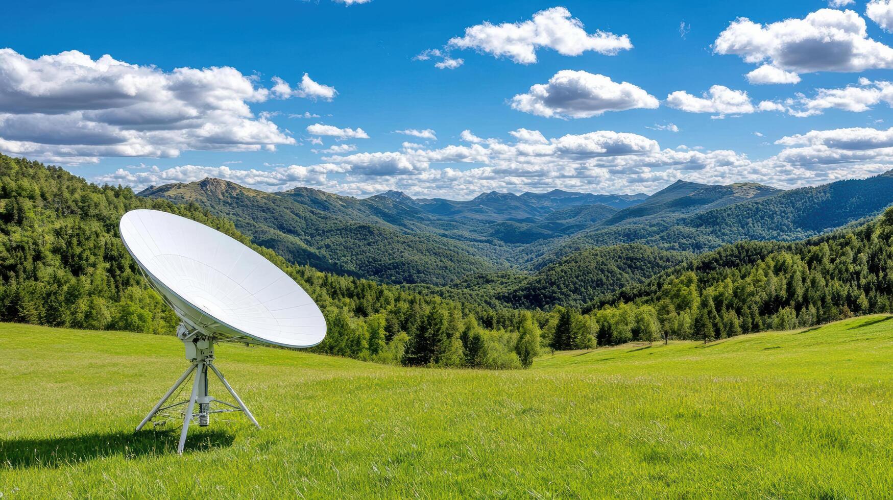 Satellite dish on a hill in the mountains photo