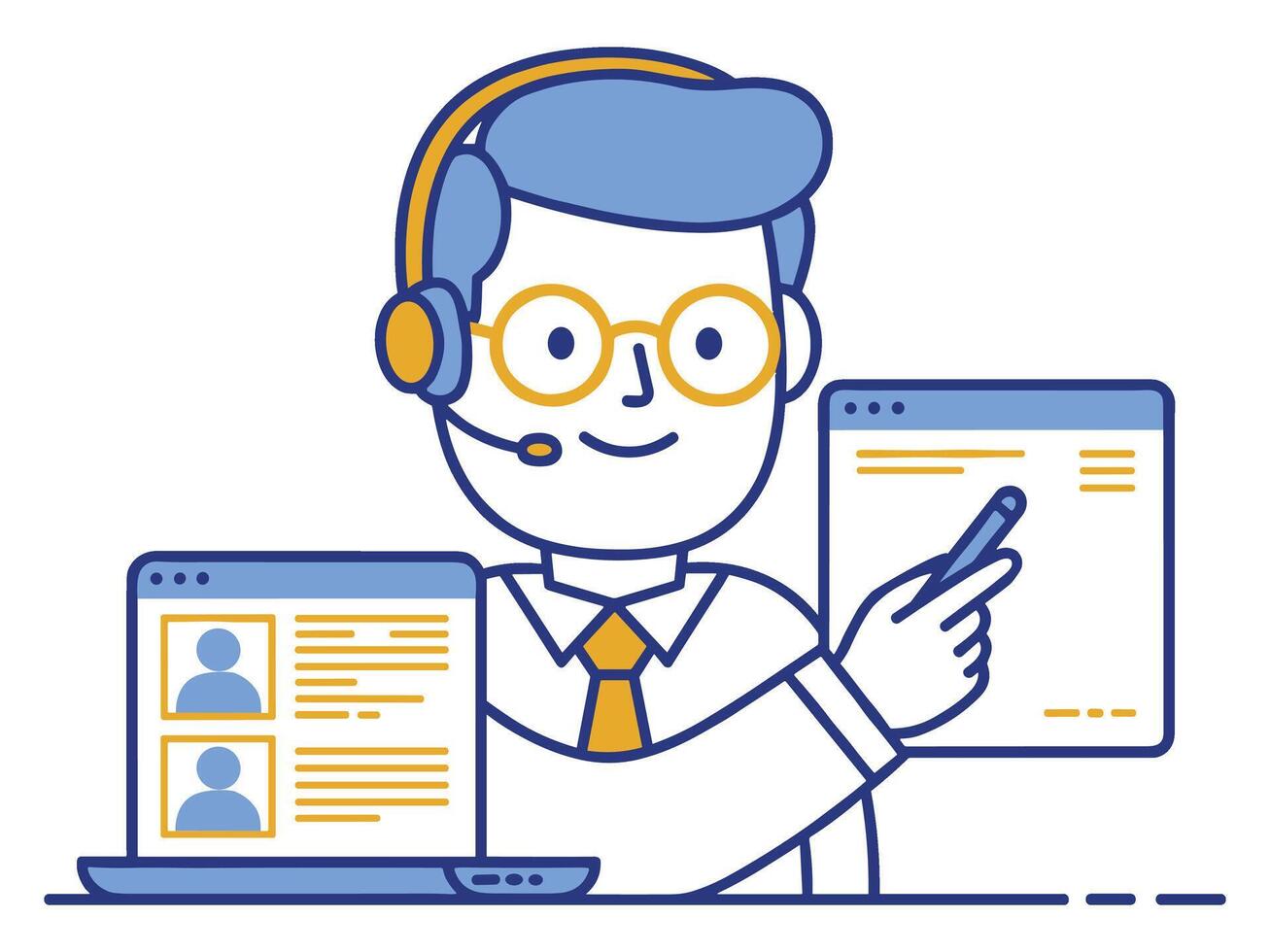 Customer service representative providing support online vector