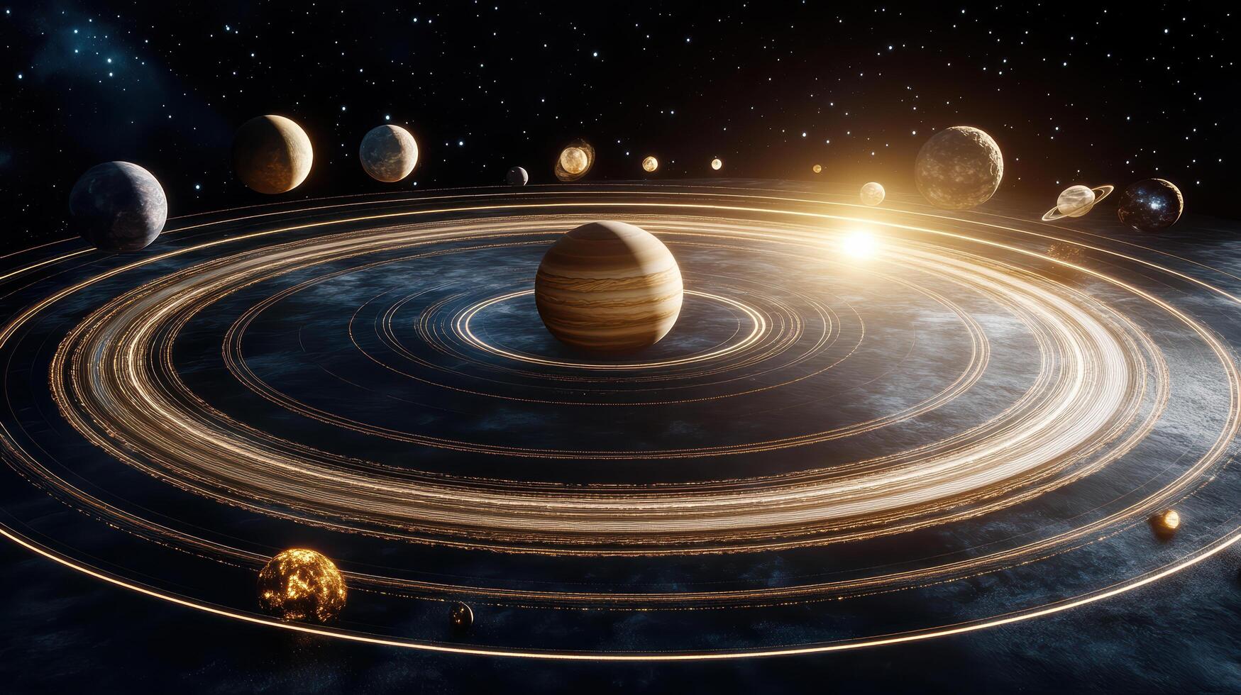 An image of the planets in orbit around the sun photo