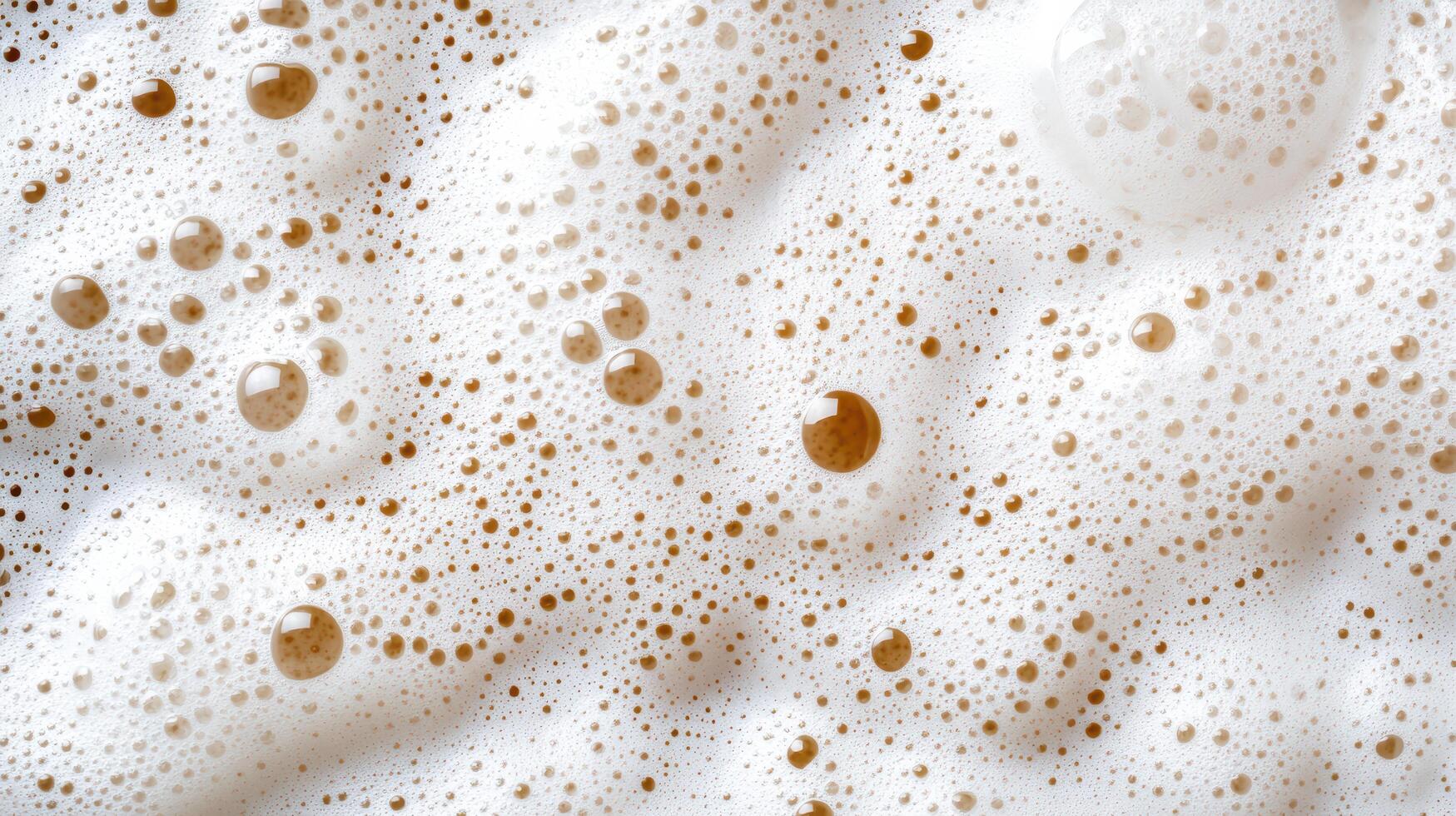 A close up of a white foam with brown bubbles photo