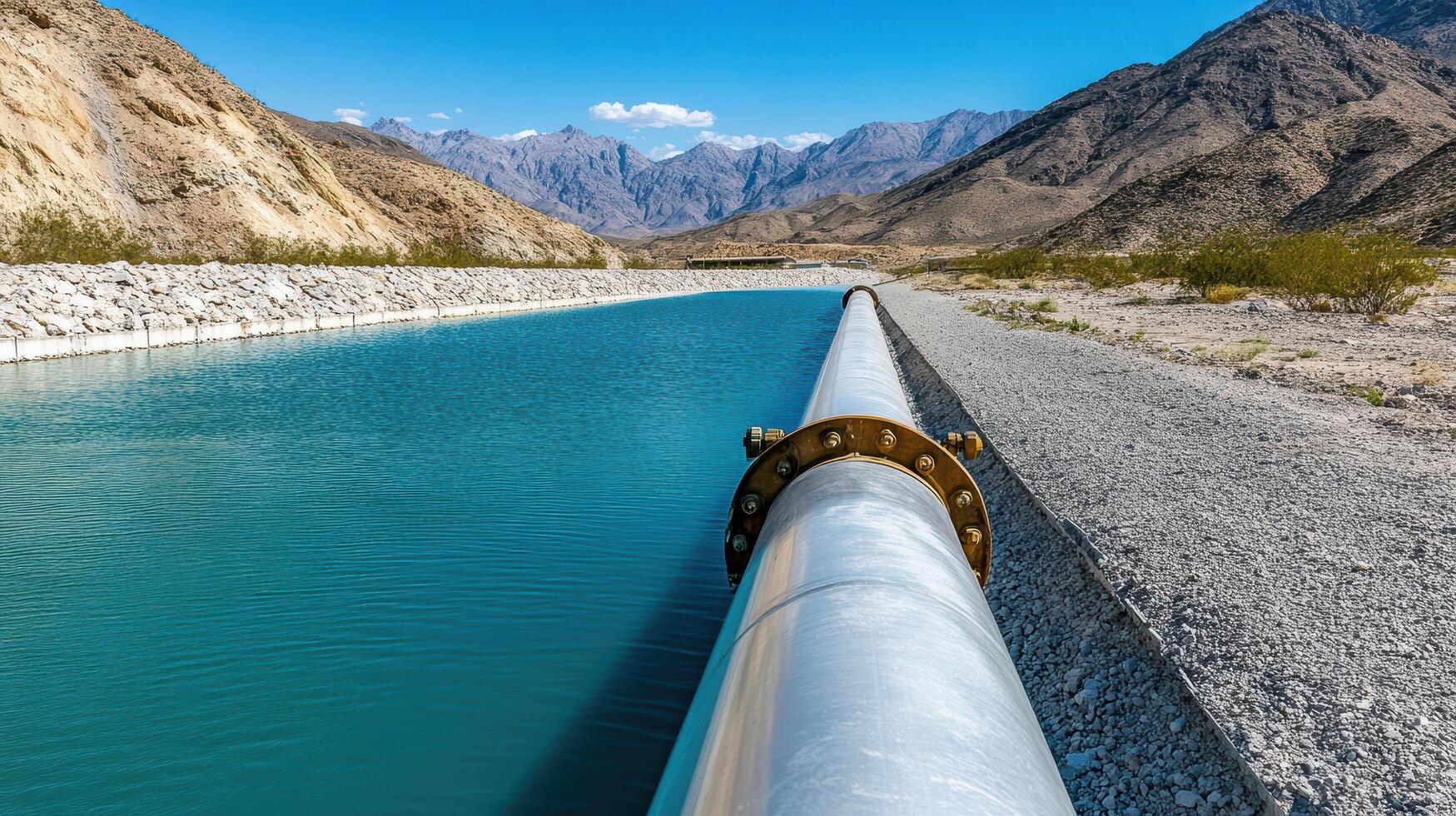 A pipe is in the middle of a river photo