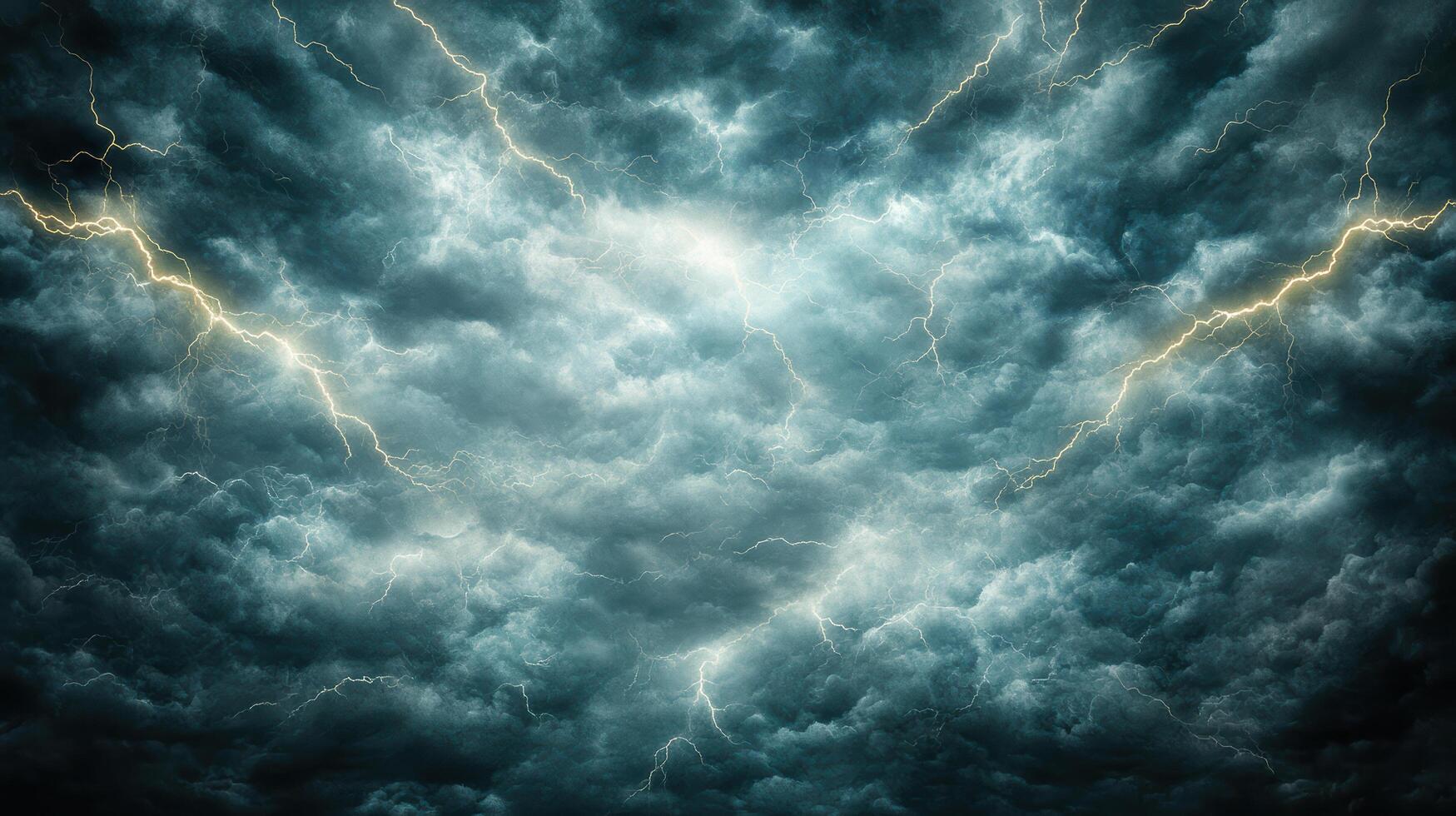 A dark and stormy sky with lightning and clouds photo