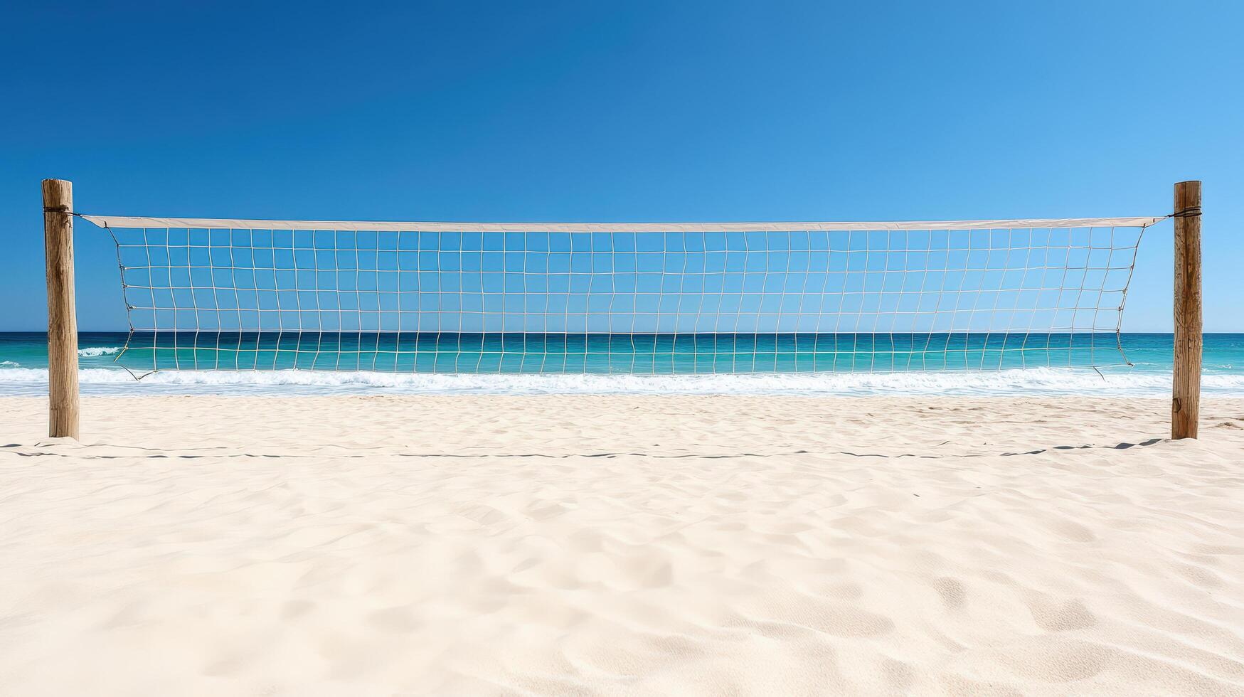 A volleyball net on a sandy beach photo