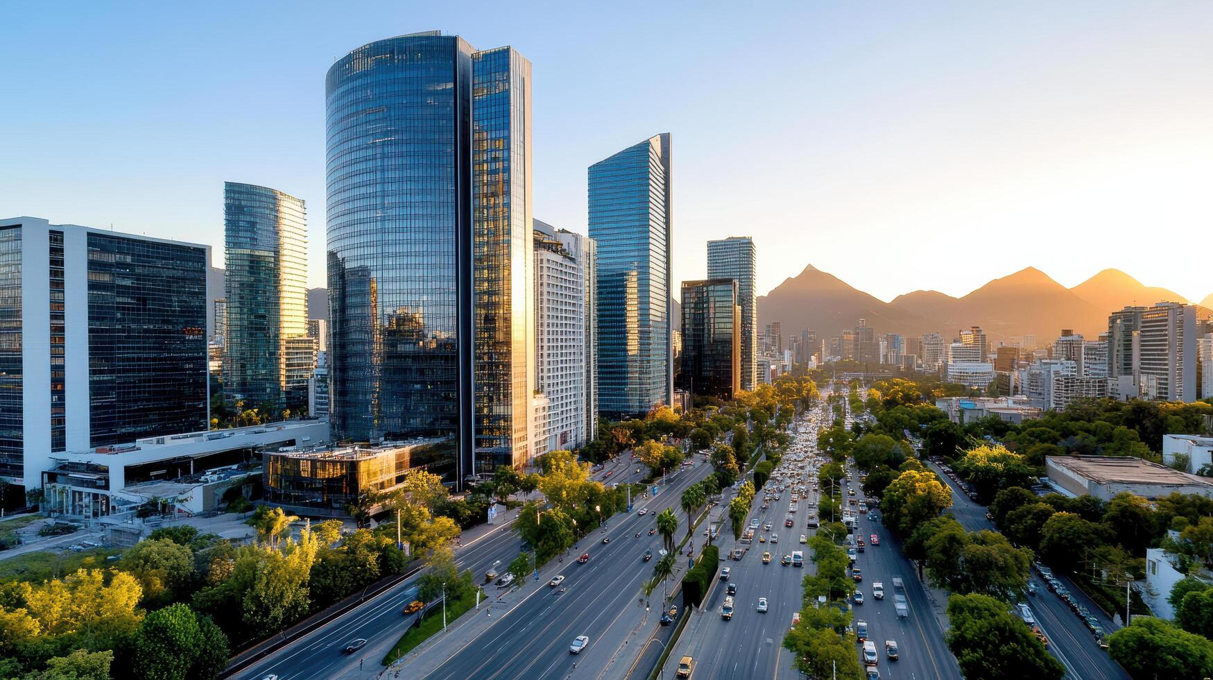 The city of mexico city at sunset photo