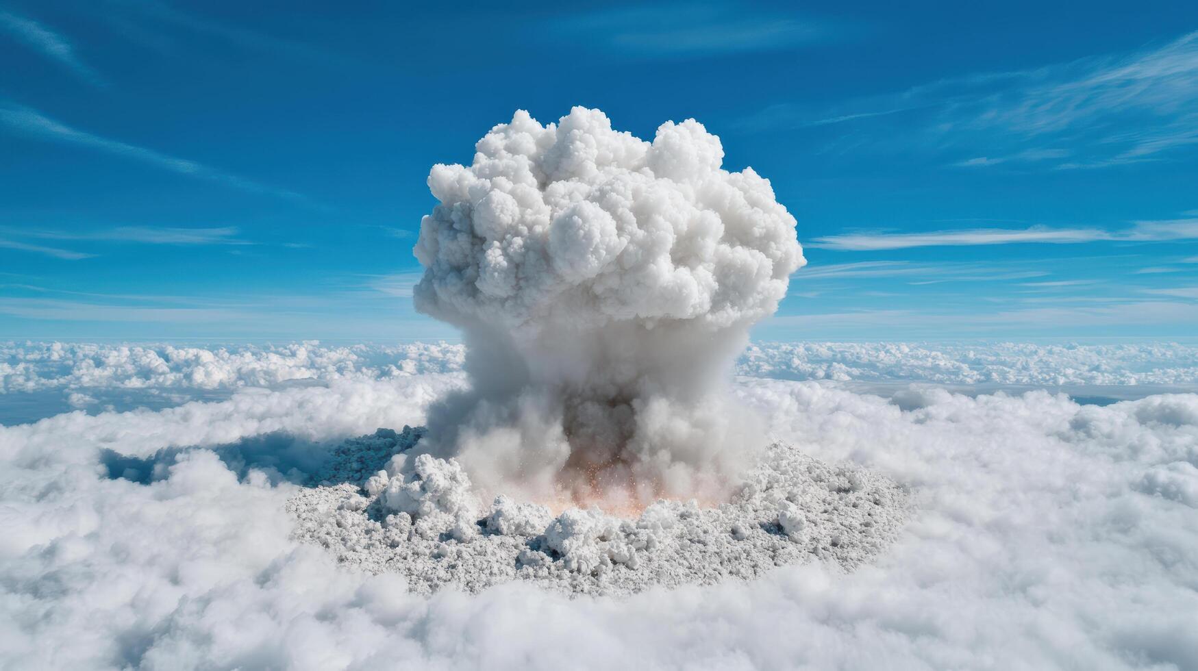 An explosion in the sky above clouds photo