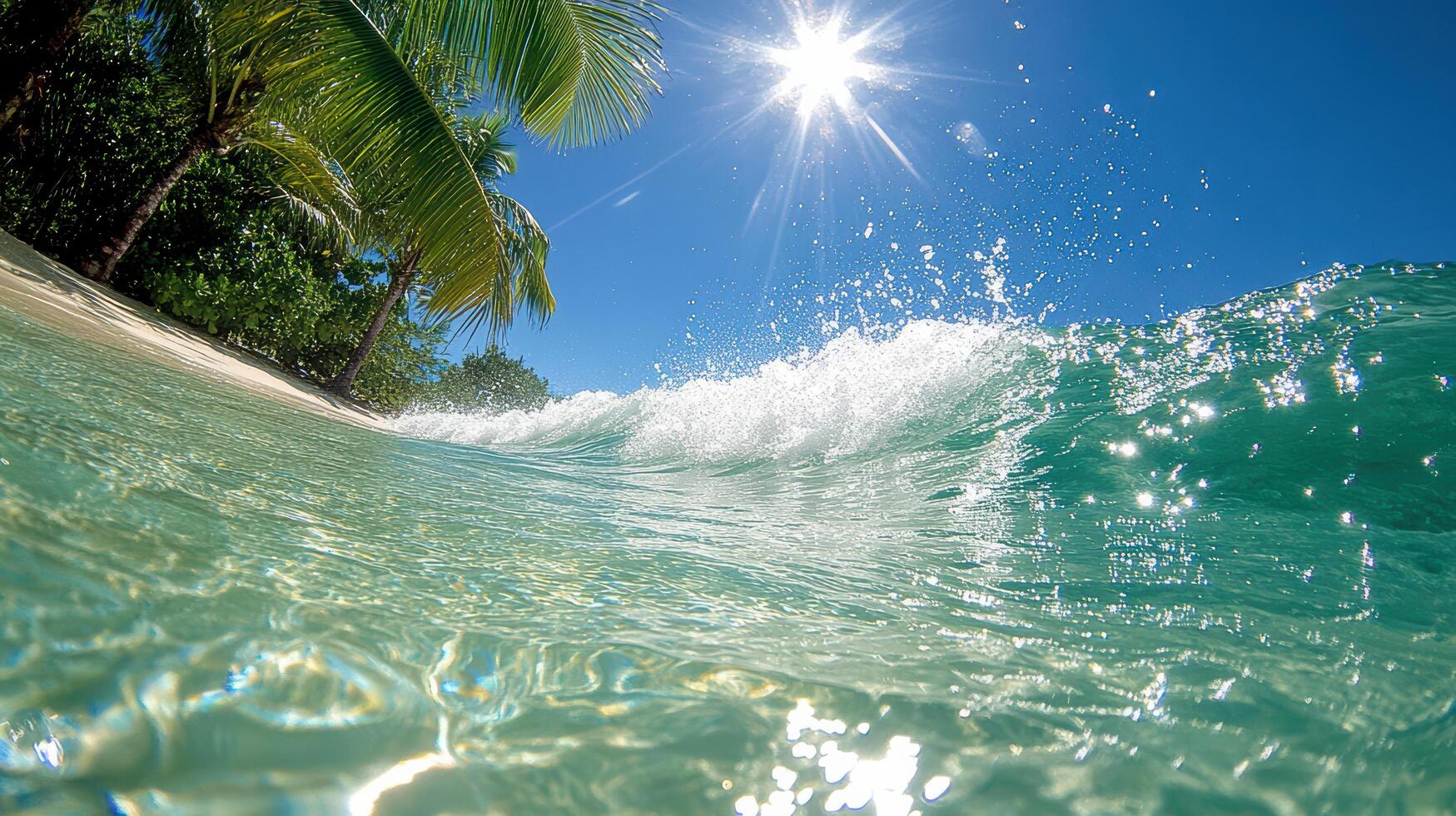 A wave breaking on the beach photo