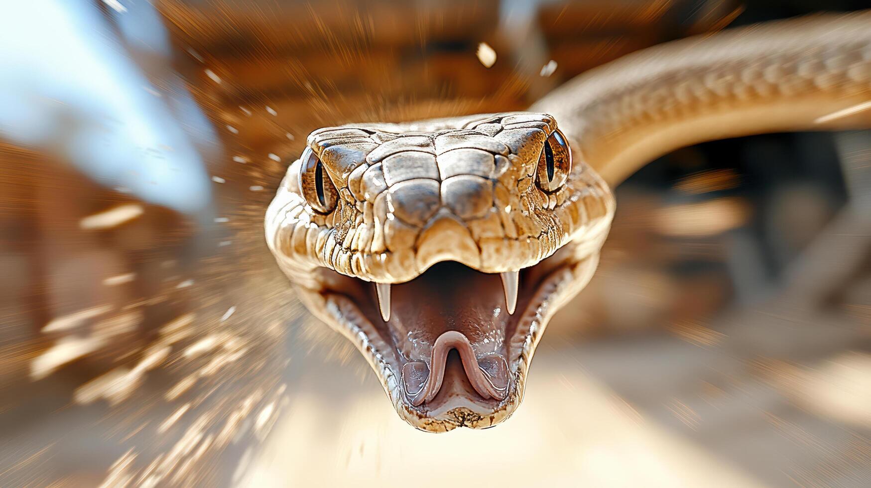 A snake with its mouth open photo
