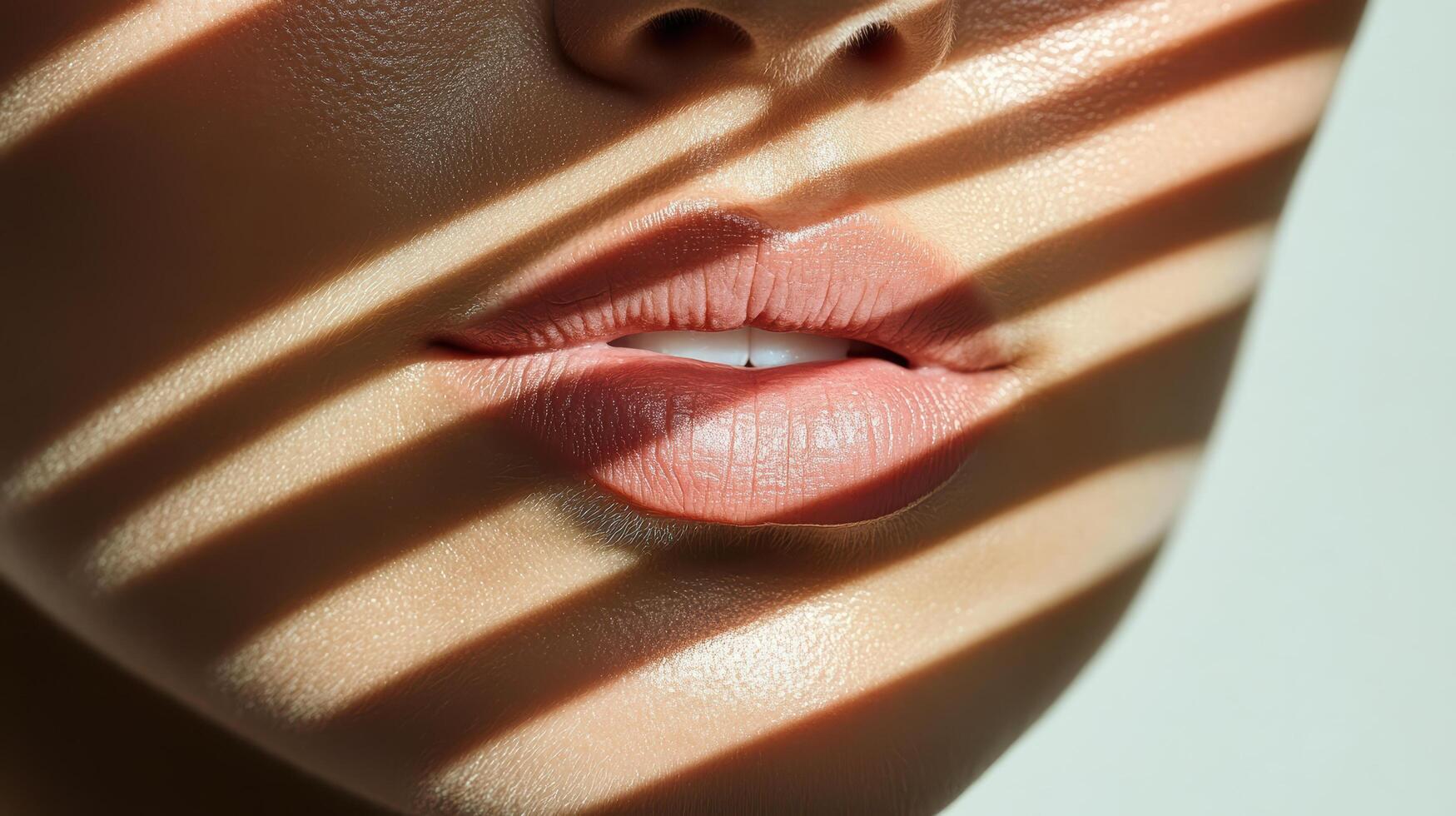 A woman's lips are covered by a light source photo