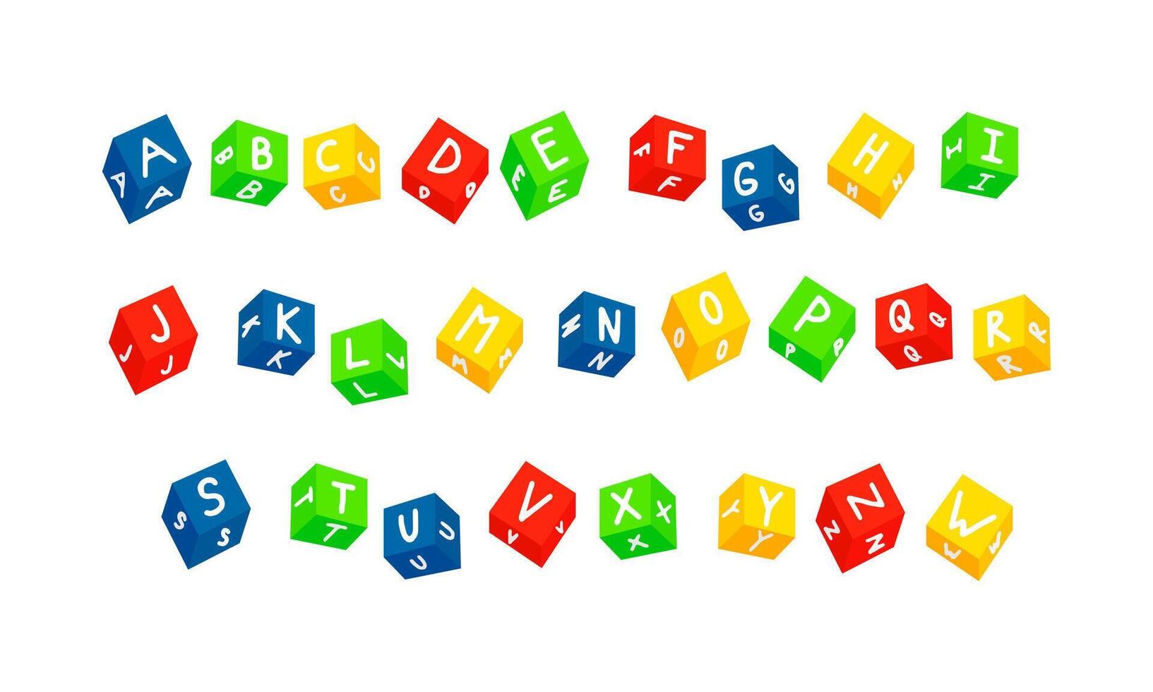 Cube block toy font. Kids alphabet. vector