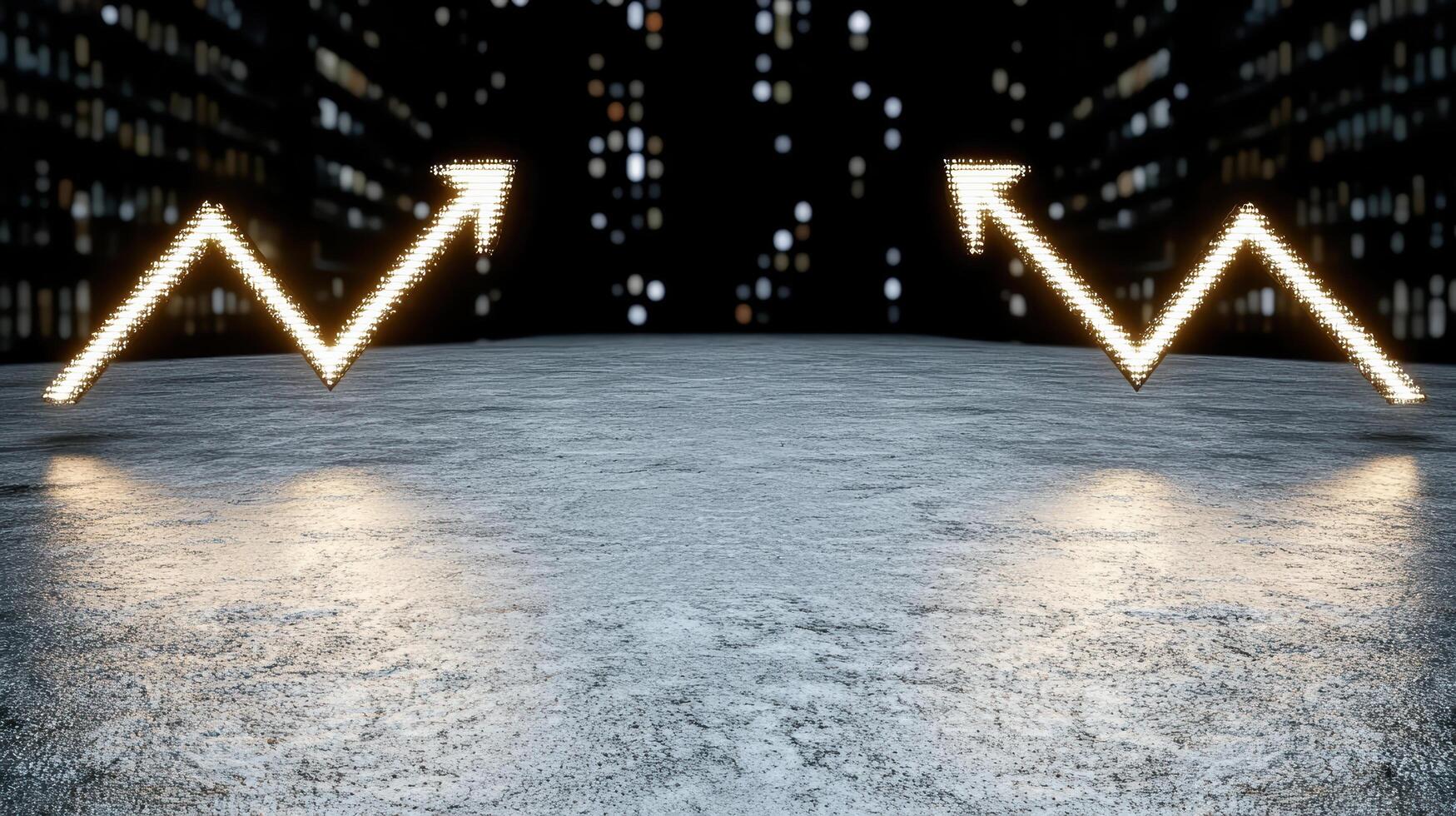 An image of a city street with a lighted arrow photo