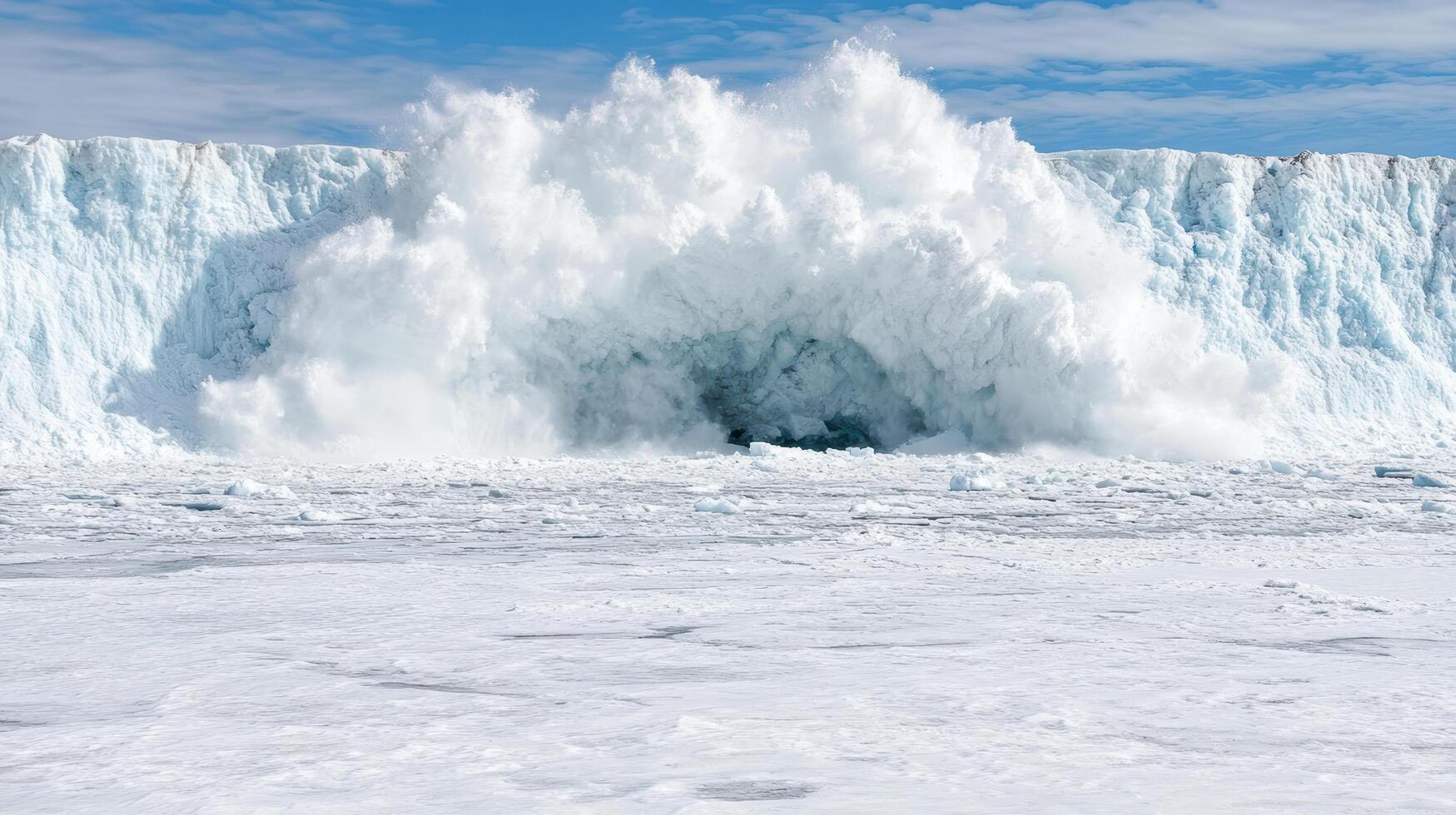 A large iceberg is seen in the water photo