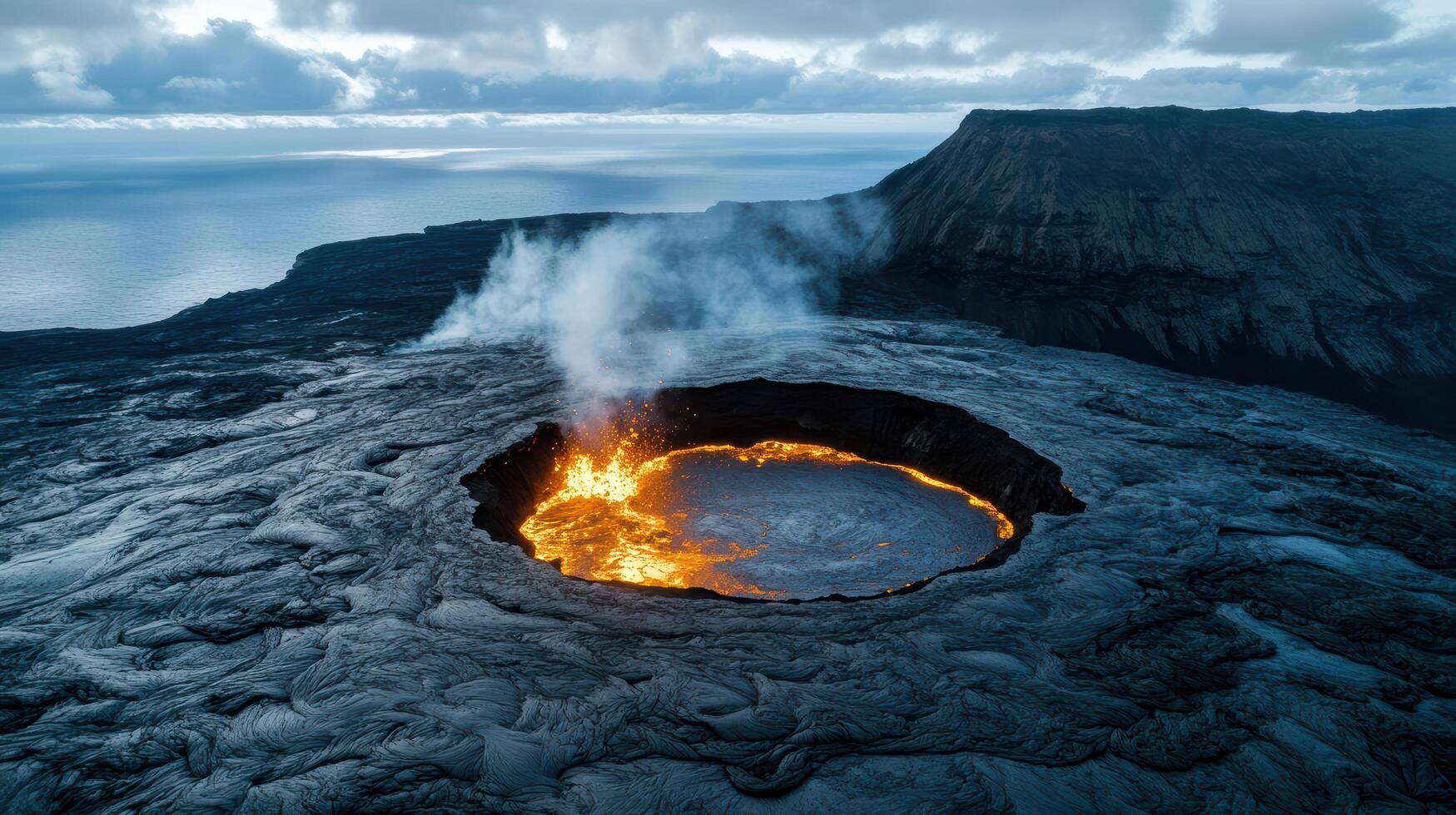 A lava pit with a large hole in the middle photo