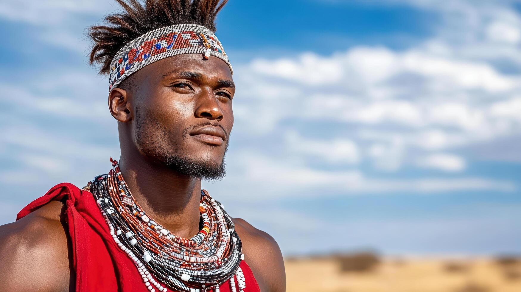 African man in traditional clothing with headdress photo