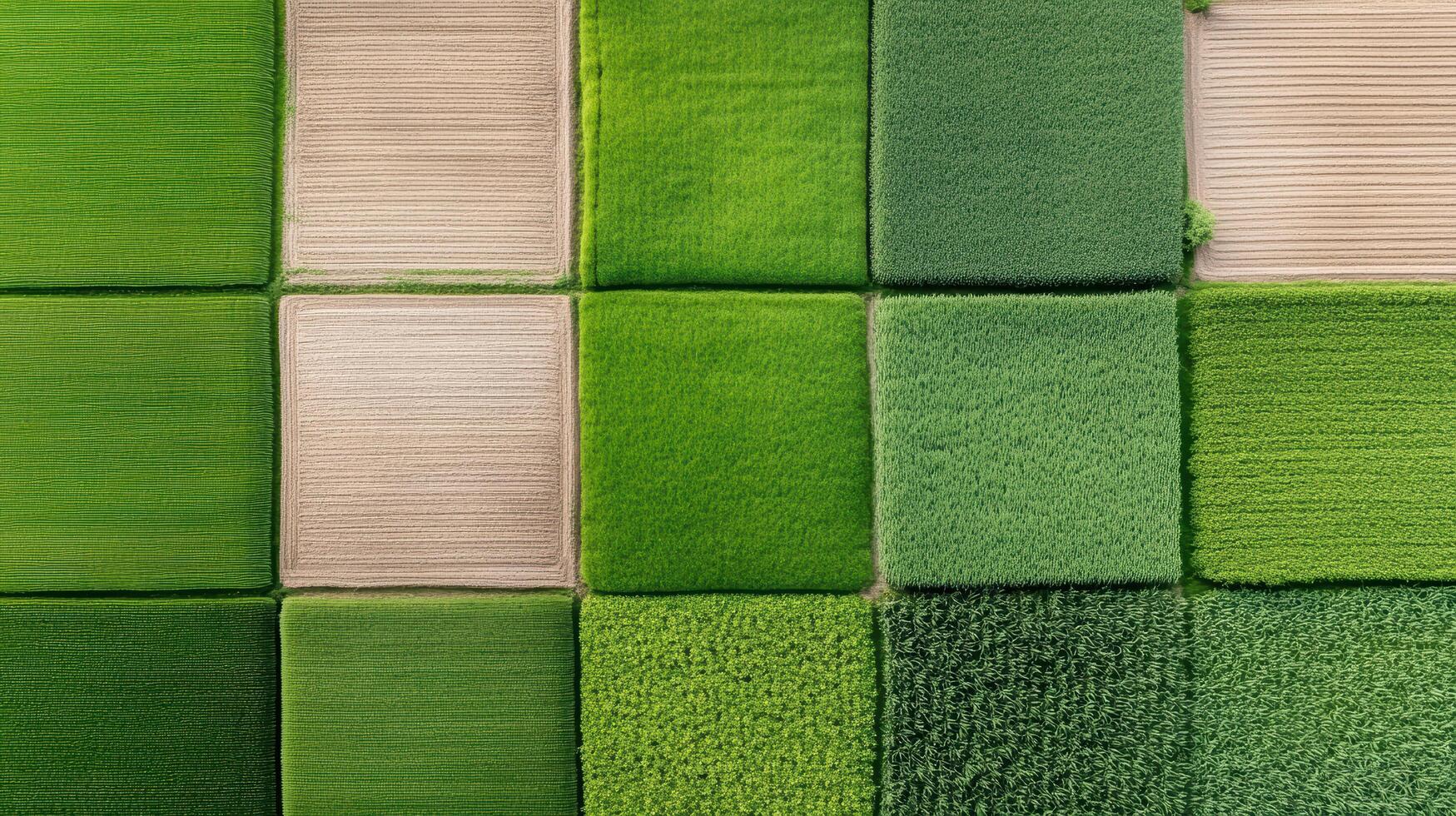 A green field with squares of grass photo