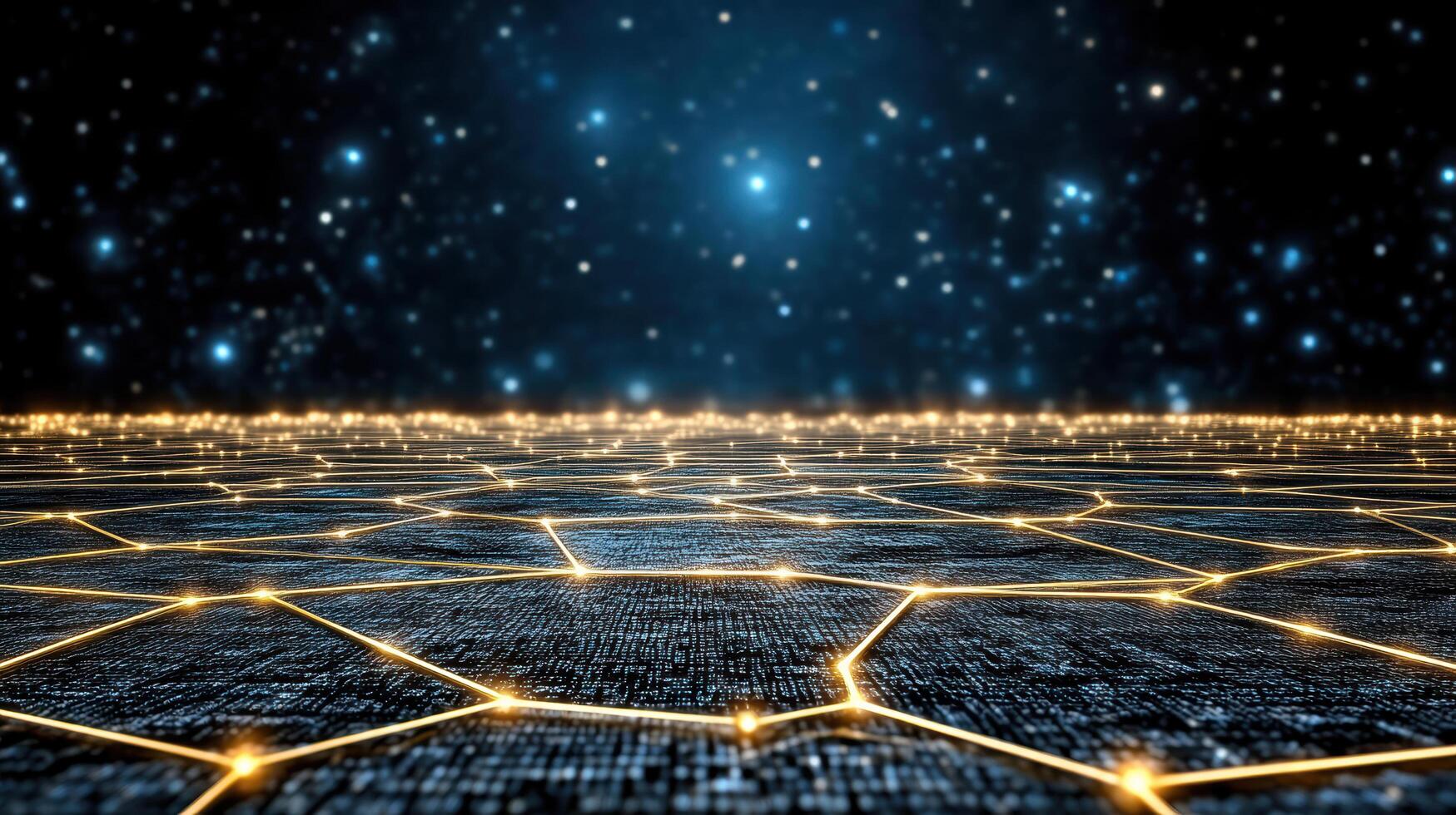 A network of lines and dots on a dark background photo