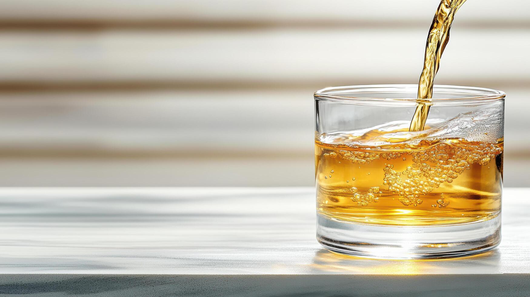 A glass of whiskey being poured into a glass photo