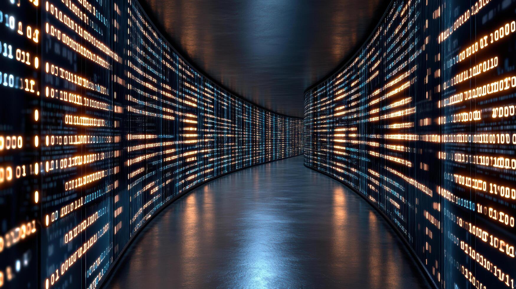 A long tunnel with many data lights photo